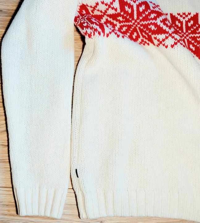 Other 100% wool sweater turtleneck jumper ecru red vintage Size L / US 10 / IT 46 - 5 Thumbnail