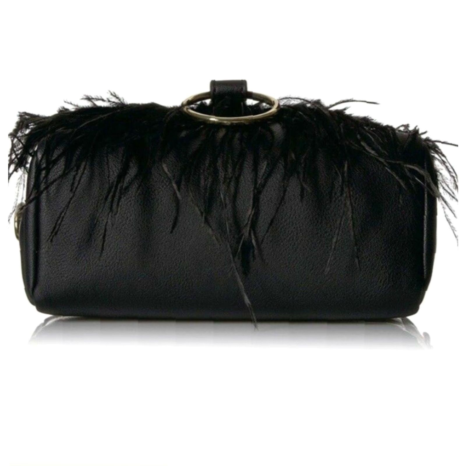 Vintage Courtney O Ring Feather Cross-Body Bag Women's Chain strap Black Cocktail NWT Medium Feathers The Fix Crossbody Bag Mens? Size ONE SIZE - 5 Thumbnail