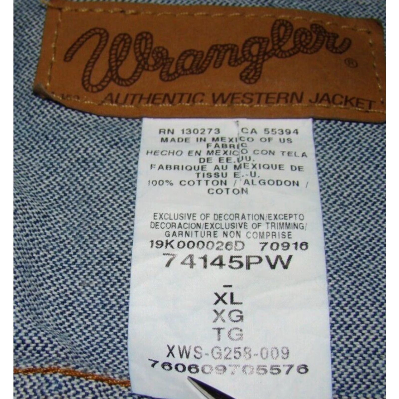 Wrangler Wrangler XL Blue Denim Dark Wash Cotton Trucker Western Jean Jacket Mens Regular Jacket Size US 36 / EU 52 - 3 Thumbnail