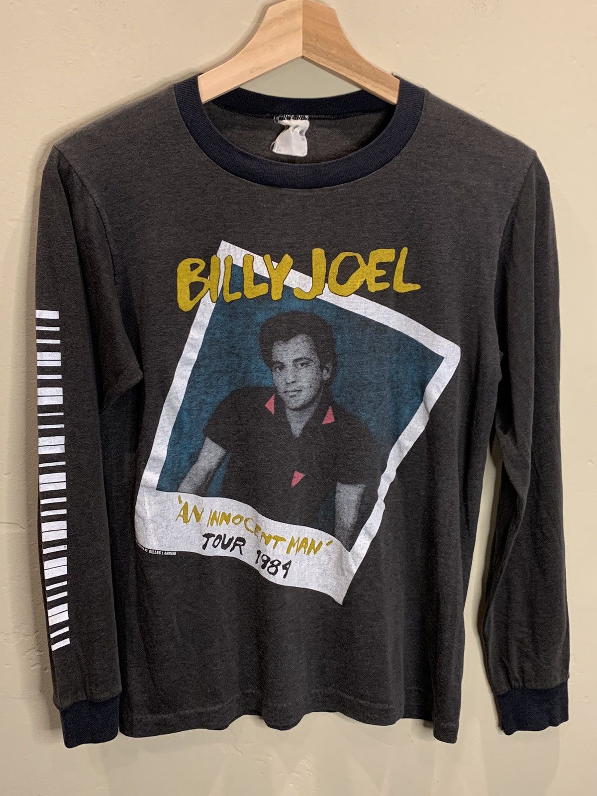 image of Band Tees x Made In USA Vintage 1984 Billy Joel Innocent Man World Tour Shirt in Gray (Size Small)