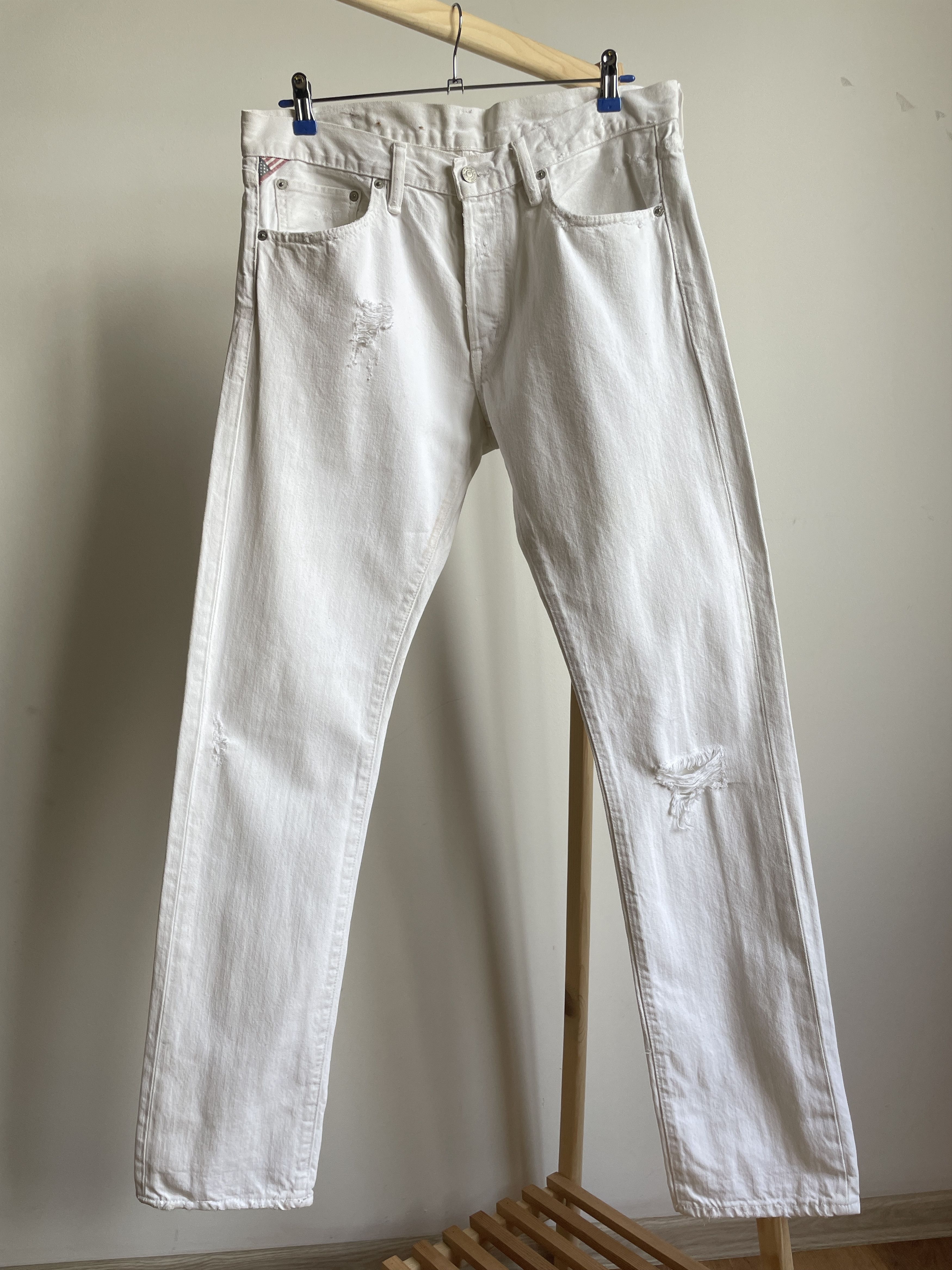Denim & Supply Ralph Lauren Denim And Supply Ralph Lauren Distressed Slim White Denim Size US 33 - 1 Thumbnail