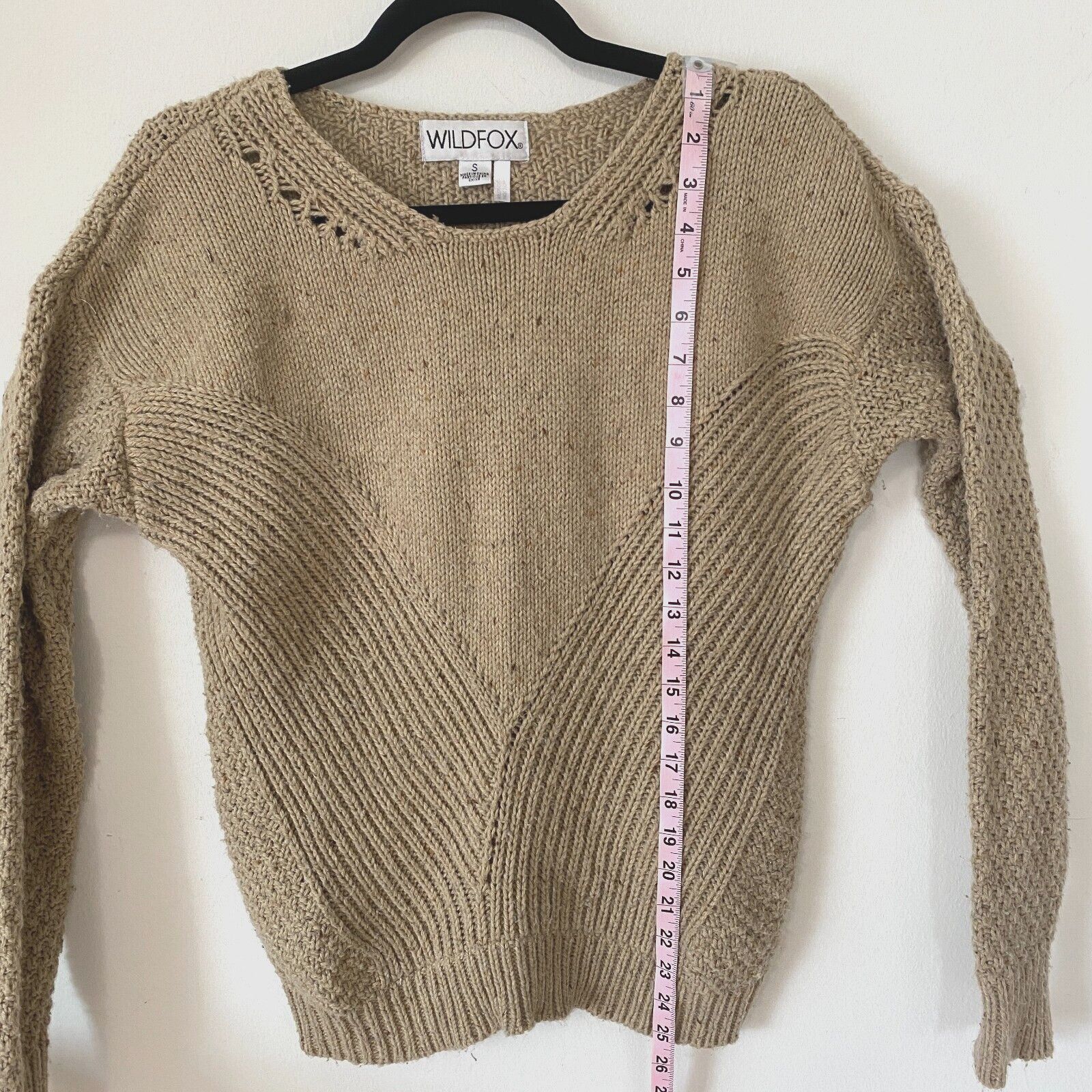 Wildfox Wildfox Weekday Chunky Knit Oatmeal Tan Boxy Sweater Jumper Size S / US 4 / IT 40 - 6 Thumbnail