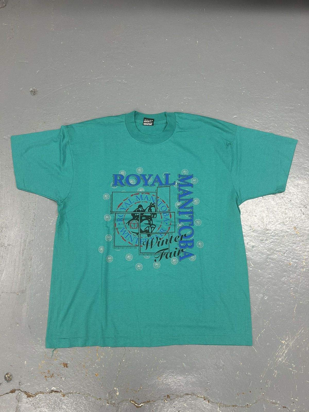 Vintage Crazy Vintage 90s Essential Manitoba Turquoise Art Tee Shirt Size US XL / EU 56 / 4 - 1 Thumbnail