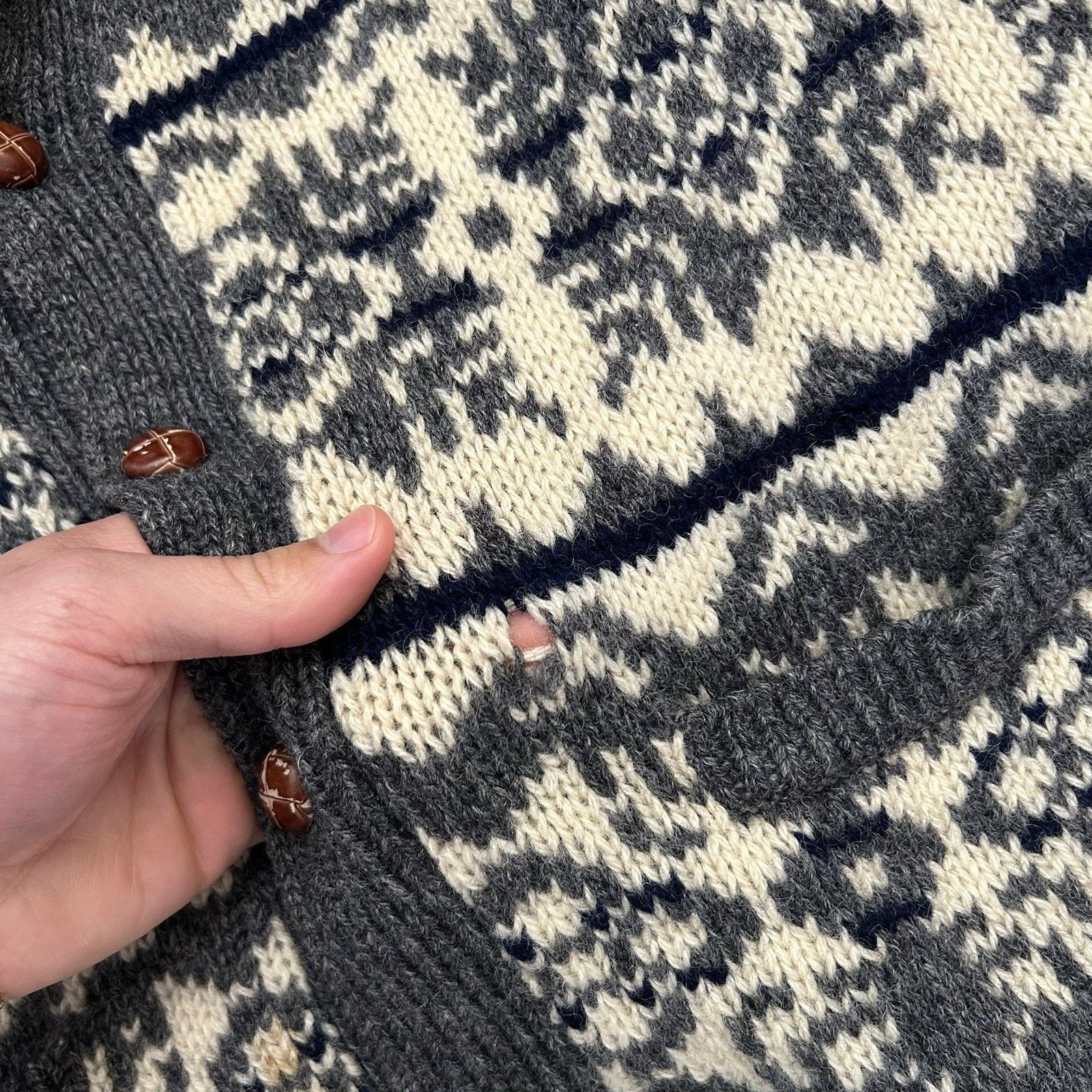 Eddie Bauer × Vintage 90s Shetland Wool Fair Isle Snowflake Cardigan Sweater Large Size US L / EU 52-54 / 3 - 5 Thumbnail