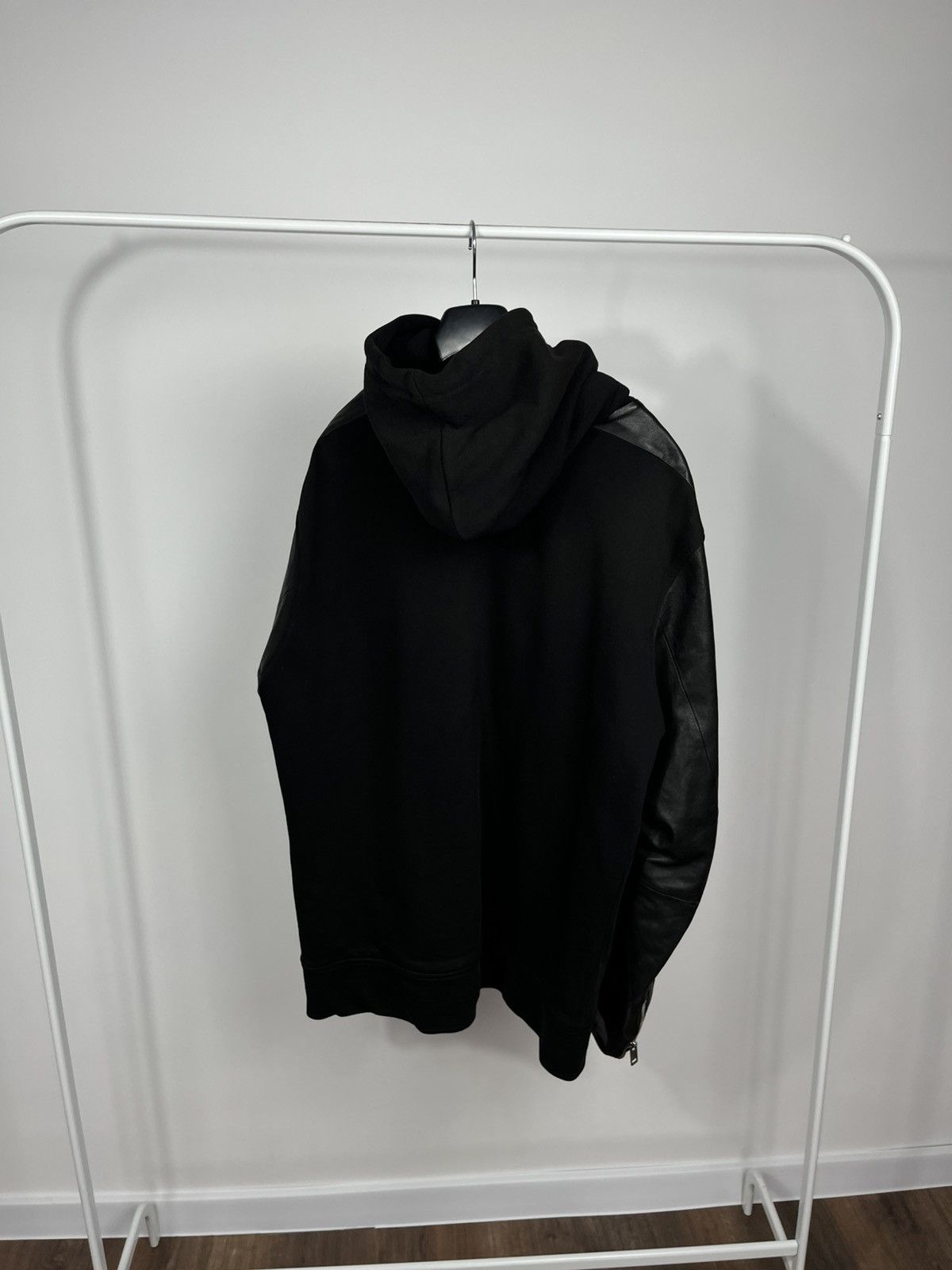 Diesel Diesel Black Zip Hoodie Jacket XL Genuine Leather Sleeves Size US XL / EU 56 / 4 - 12 Thumbnail