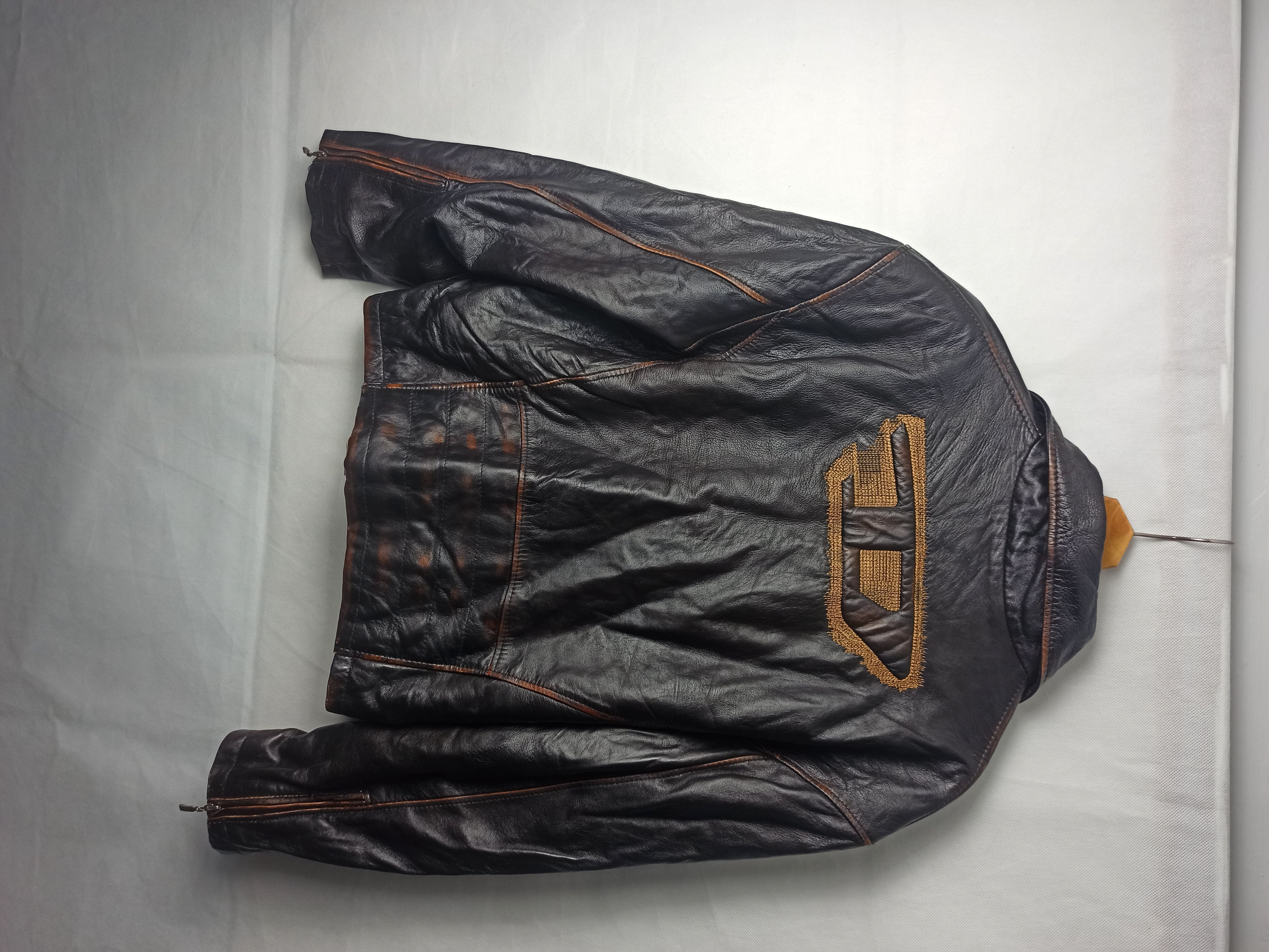 Image of Avant Garde x Diesel 90's Vintage Diesel Distressed Genuine Leather Jacket in Brown, Men's (Size XL