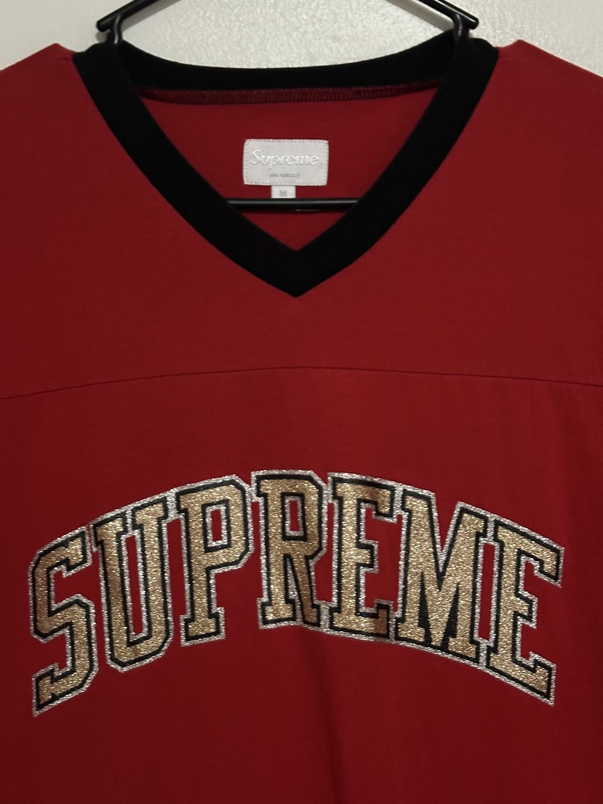 Supreme Glitter Arc Football Top Tee Short Sleeve T Shirts