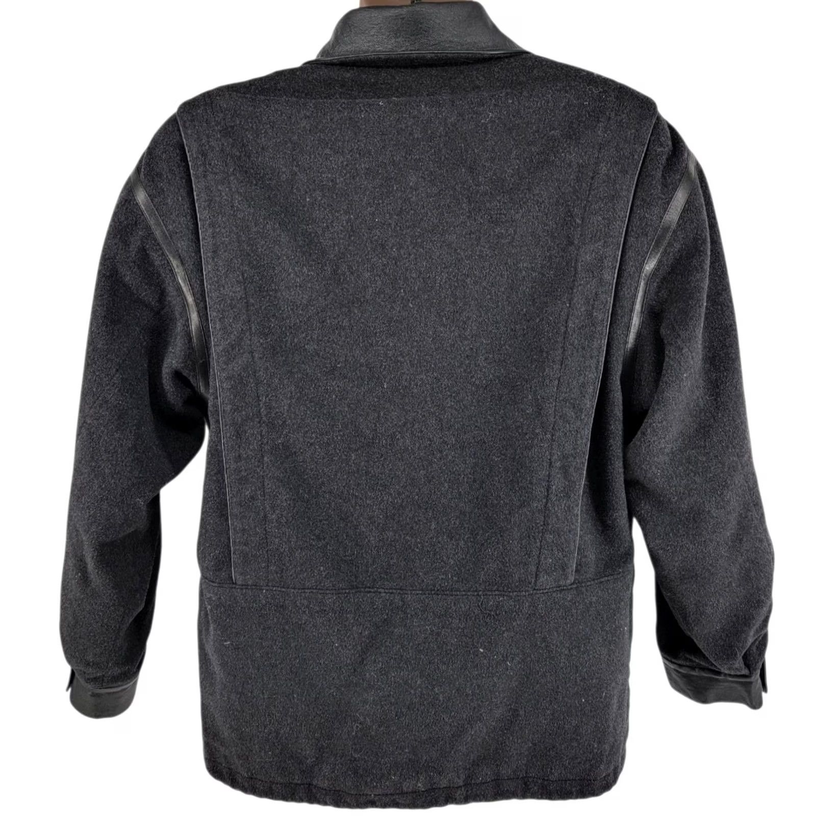 Vintage VINTAGE Jeno de Paris Coat Mens M Gray Wool Cashmere Leather Trim Bomber Jacket 90s Designer Canada Size US M / EU 48-50 / 2 - 7 Thumbnail