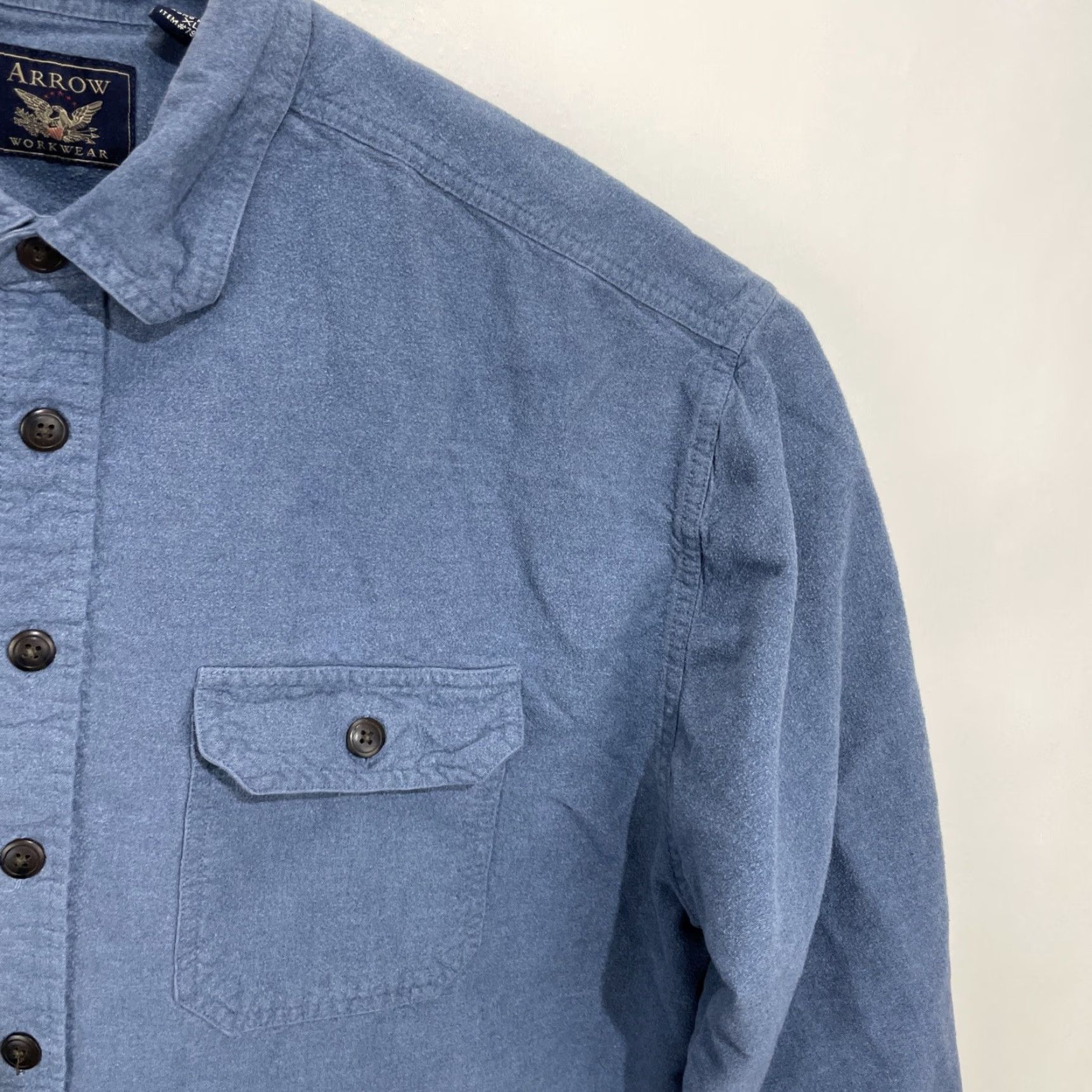 Arrow VINTAGE Arrow Workwear Camp Shirt XL BLUE Button-Down Collared Long Sleeve Men Casual Workwear Size US XL / EU 56 / 4 - 6 Thumbnail