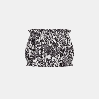 image of Dior O1W1Db10124 Shoulder Smocked Top In Black/white, Women's (Size XS)