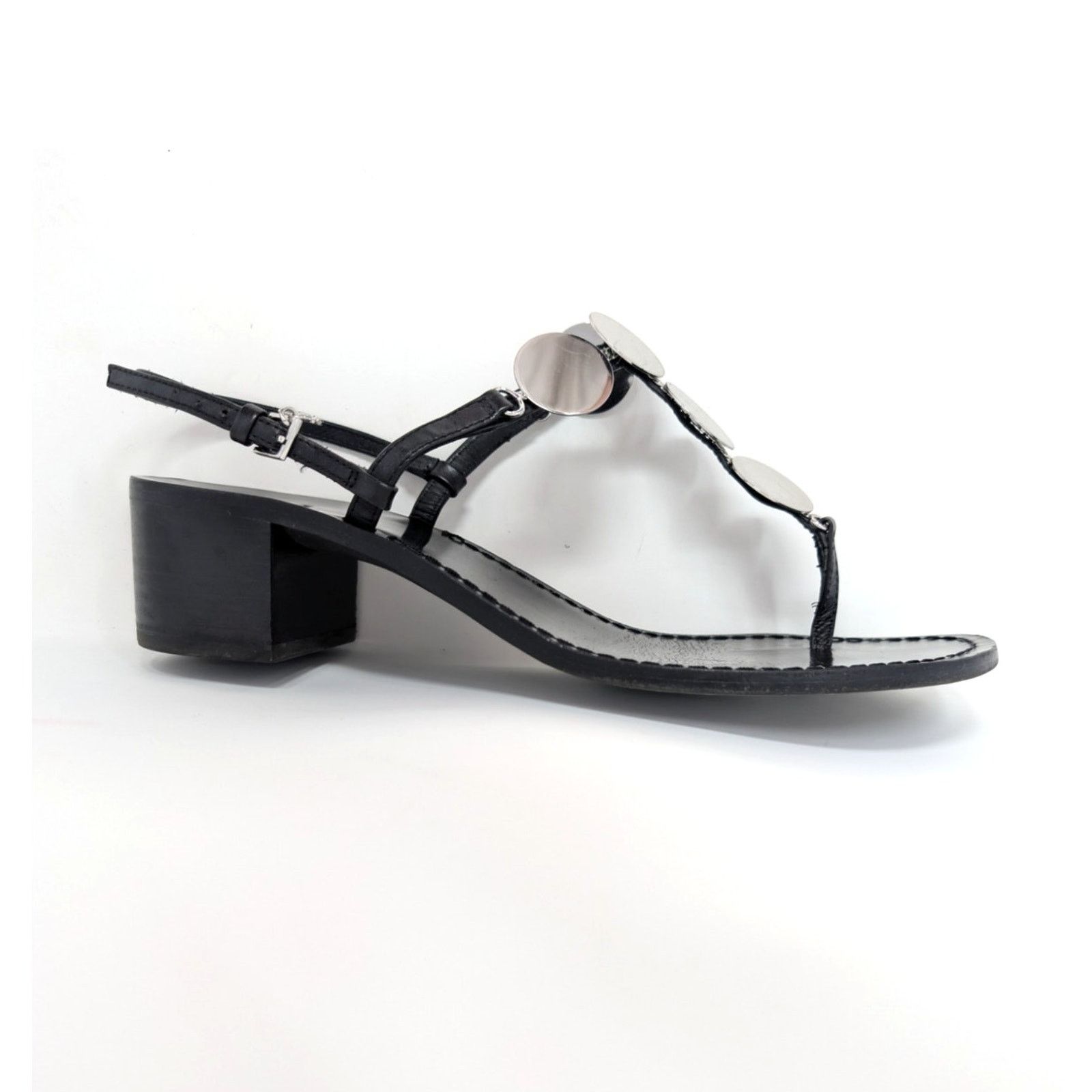 Tory Burch Tory Burch Black Leather Summer Sandals Heels Size 9 Size US 9 / IT 39 - 18 Thumbnail