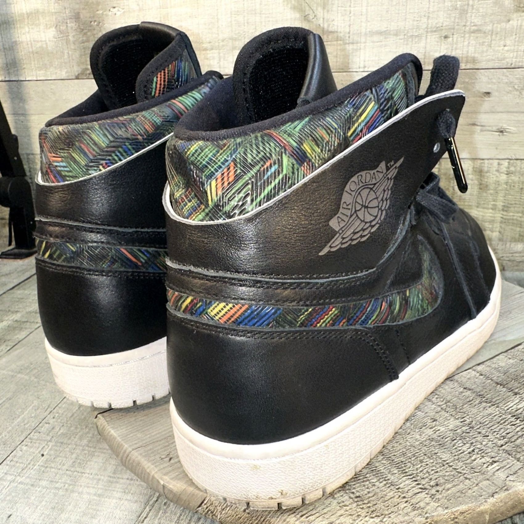 Jordan Brand Jordan Air Jordan 1 Retro High Nouveau BHM 2016 Black High Top Men's Leather Shoes Sneaker Basketball Lace Up Rubber Outsole 11.5 US 42 EU Size US L / EU 52-54 / 3 - 7 Thumbnail