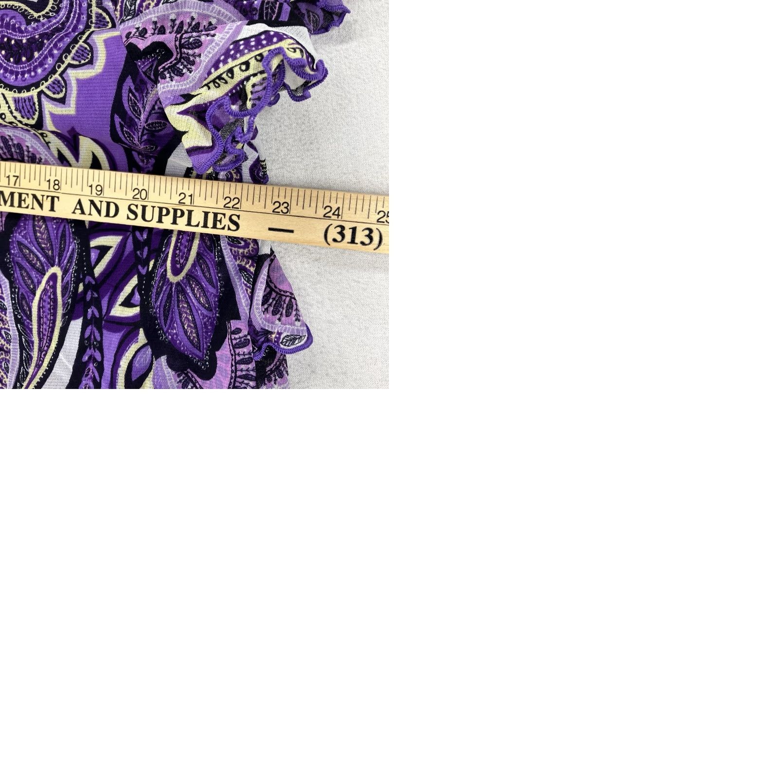 Apt. 9 Apt. 9 Blouse Women 1X Purple Paisley Sleeveless Scoop Neck Lined Ruffle Bohemian Casual Lightweight Breathable Shirt Size XL / US 12-14 / IT 48-50 - 10 Thumbnail