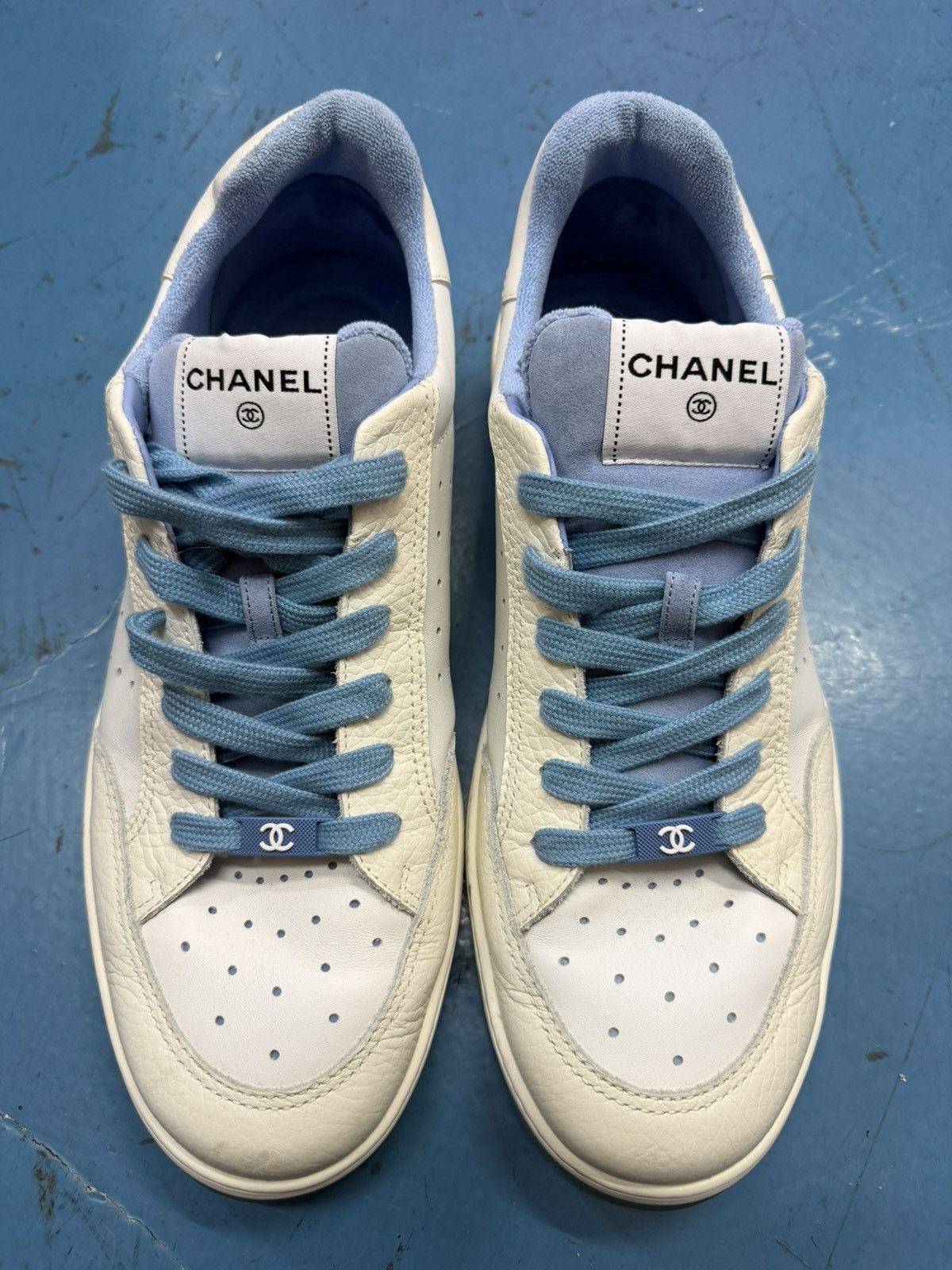 Chanel CHANEL WHITE BLUE SNEAKERS Size US 13 / EU 46 - 1 Thumbnail
