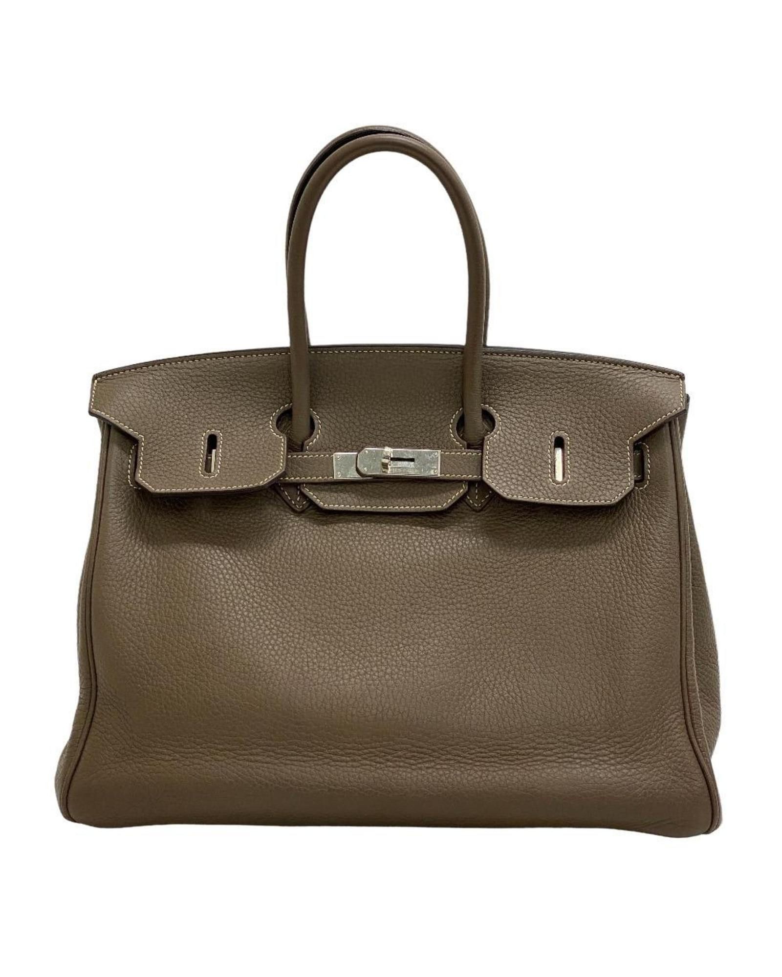 image of Hermes Luxury Leather Handbag In Elegant Gray Tone in Grey, Women's
