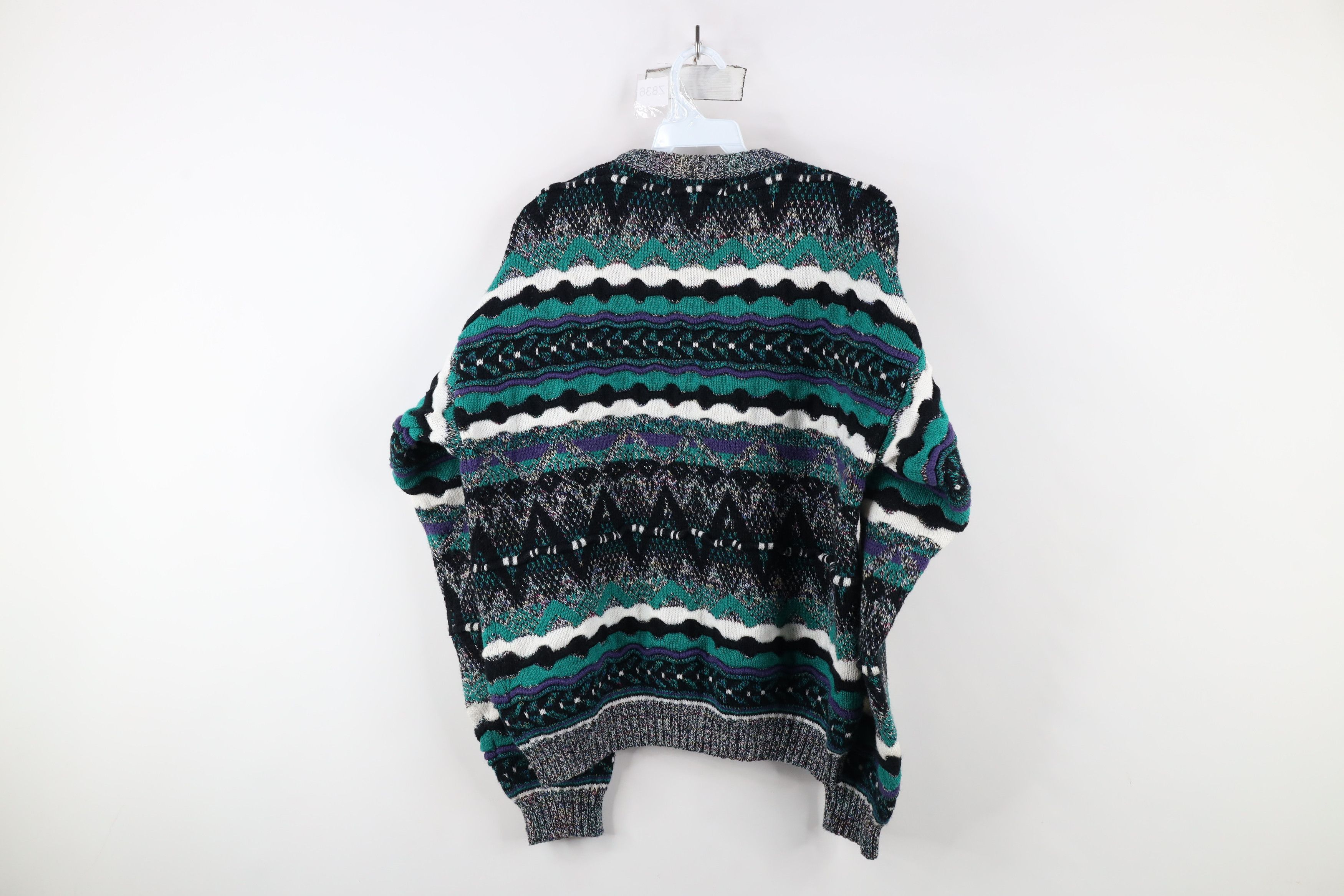 Vintage Vintage 90s Coogi Style Rainbow Textured Knit Sweater Size US L / EU 52-54 / 3 - 6 Thumbnail