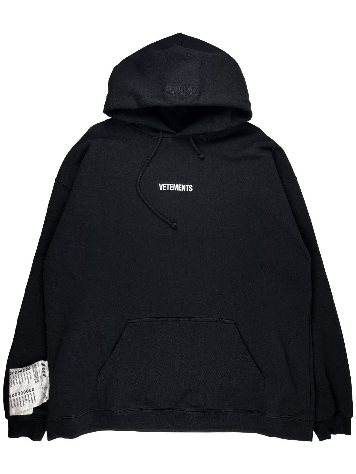 Vetements SS22 Vetements Translation Label Side Tag Logo Hoodie Black ...