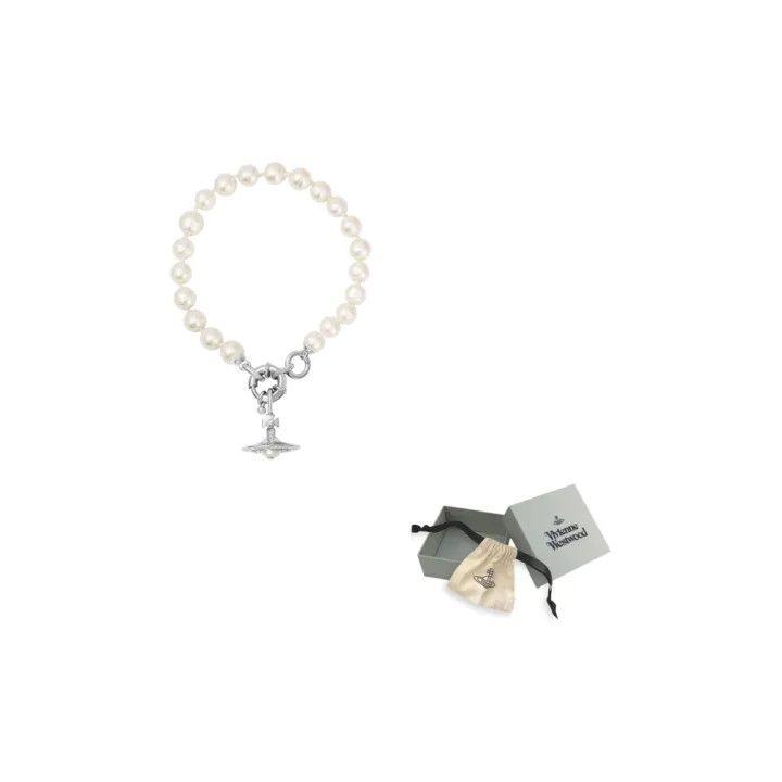 Vivienne Westwood Silver Pearl Bracelet with Charm 0079