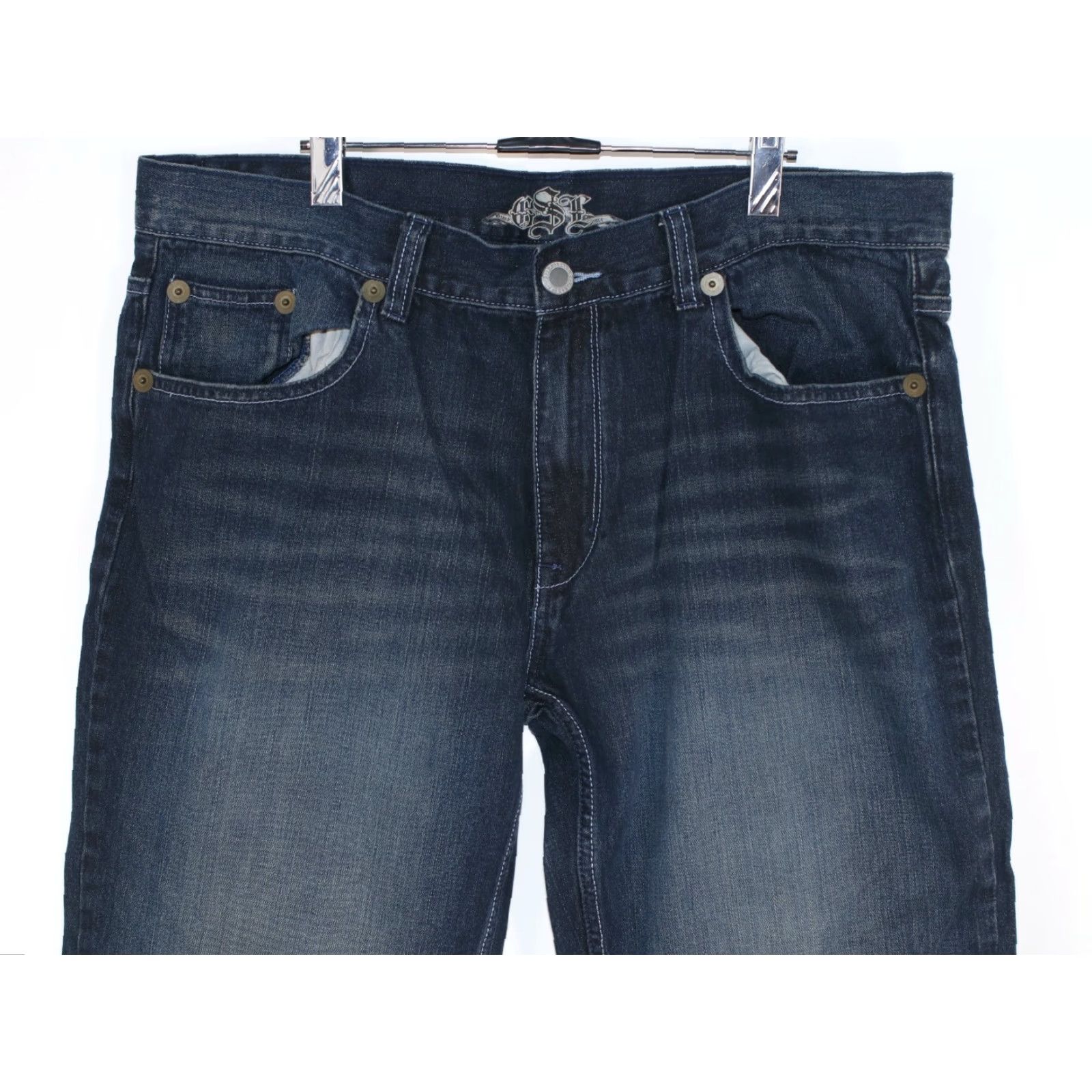Denime GST Denim Jeans Men's Size 40 Blue Rivet Stud Flap Back Pockets 40X30 Jeans Mens Size 40 Blue Denim Studded Back Pockets GST Regular Bootcut 40X30 Size US 40 / EU 56 - 4 Thumbnail