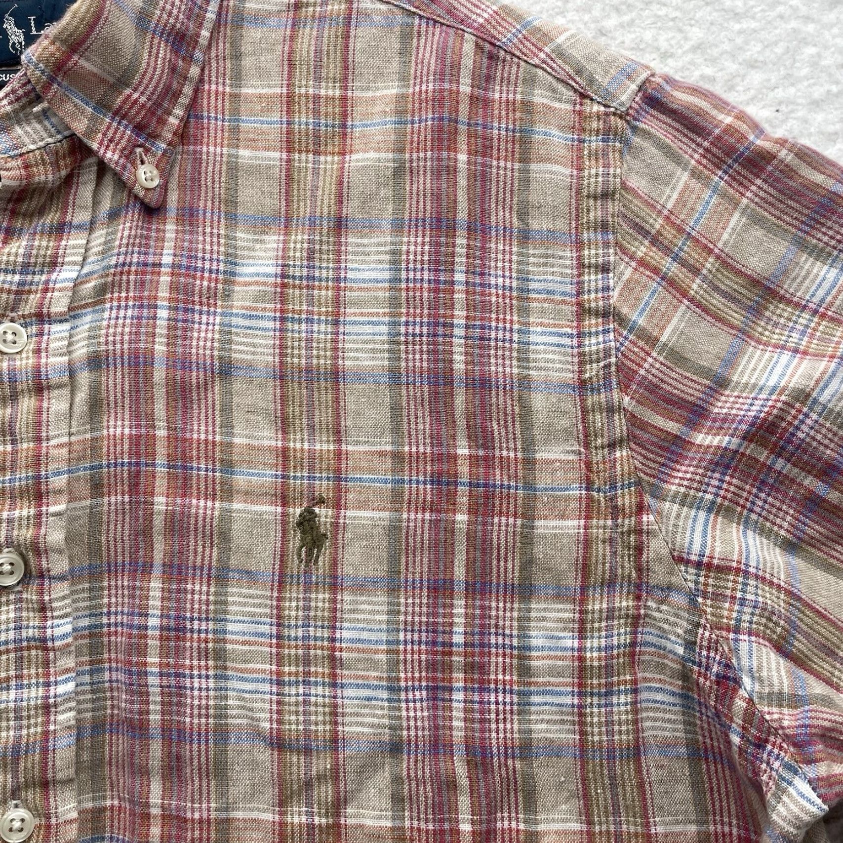 Ralph Lauren Ralph Lauren Button-Up Linen Shirt Mens L Multicolor Plaid Short Sleeve Classic Fit Size US L / EU 52-54 / 3 - 3 Thumbnail