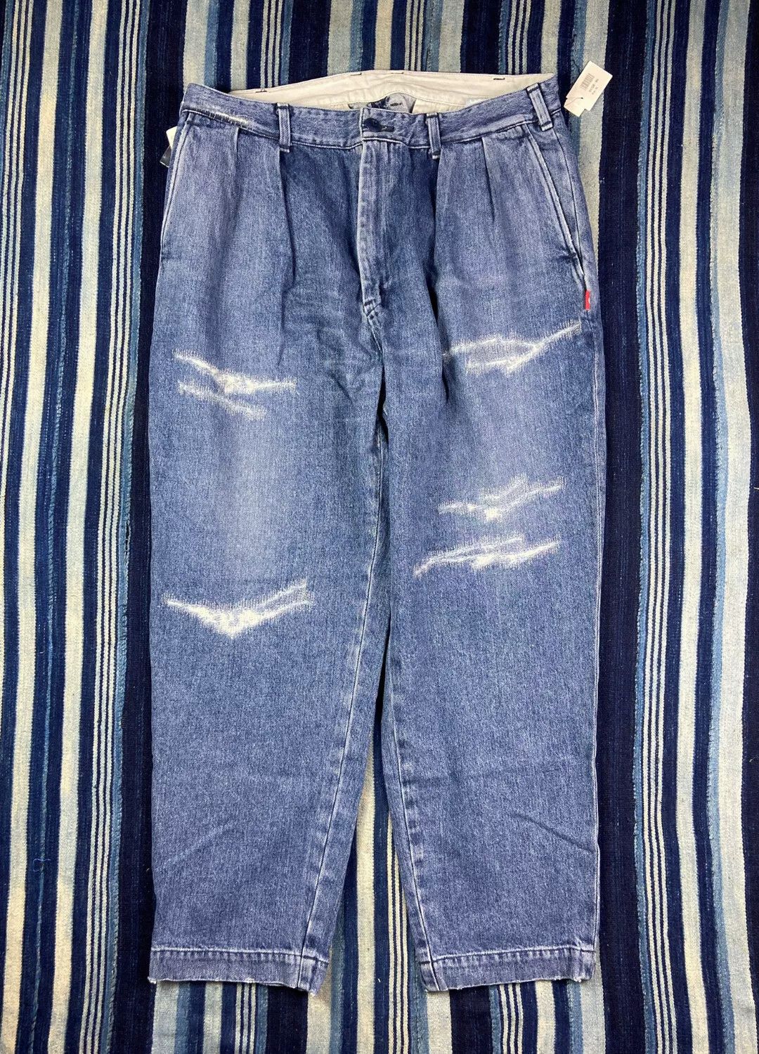 Beams Japan washed blue tapered denim pants for men Size US 31 - 1 Thumbnail