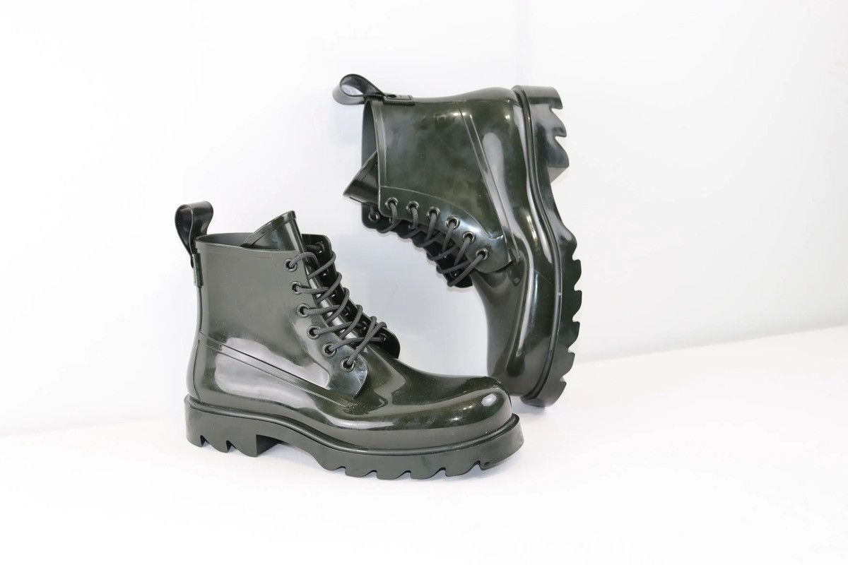 Bottega Veneta Shiny Rubber Stride Ankle Boots Bottle Green Size US 11 / IT 41 - 5 Thumbnail