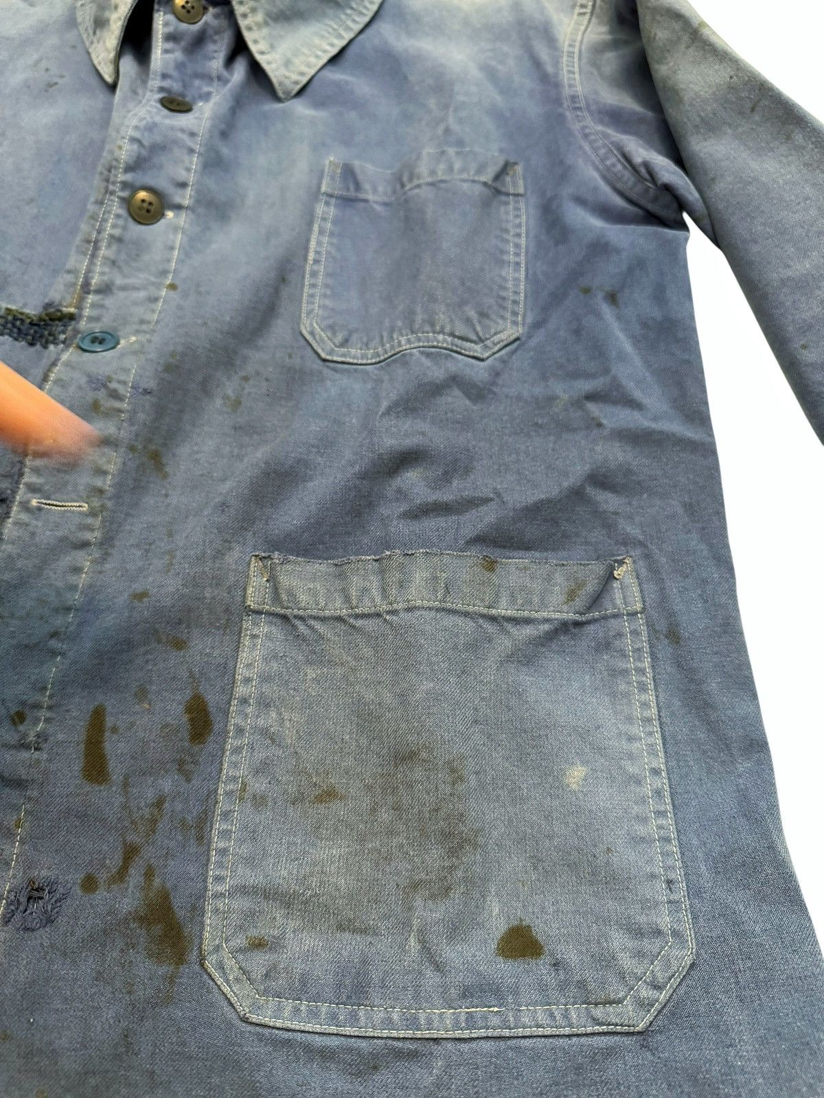 Vintage GRAIL 1930’s Boro Repaired Indigo French Workwear Chore Coat Size US XL / EU 56 / 4 - 9 Thumbnail