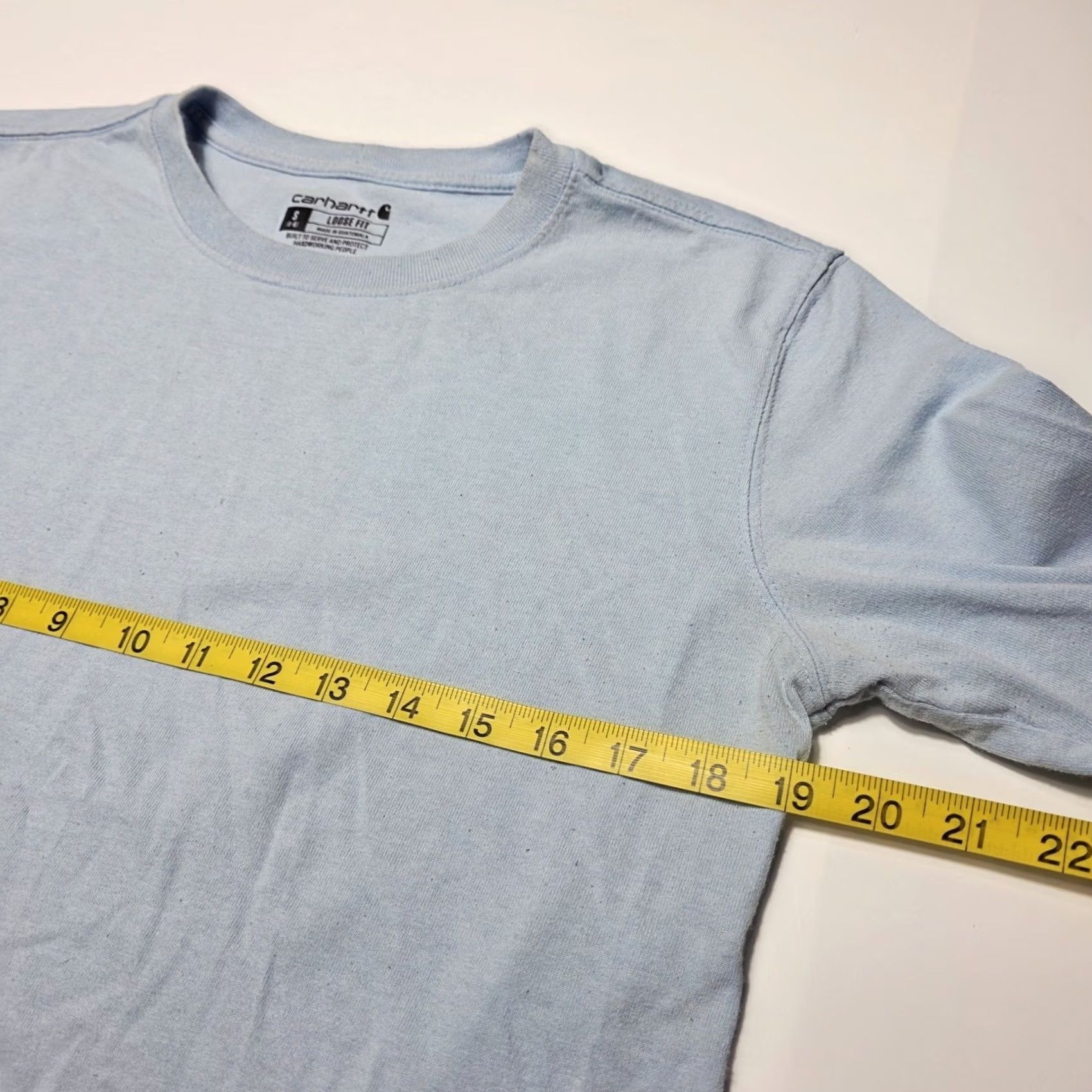 Carhartt Carhartt Women Small Powder Blue Heavyweight Long Sleeve Logo Sleeve Loose Fit T-Shirt Size S / US 4 / IT 40 - 5 Thumbnail