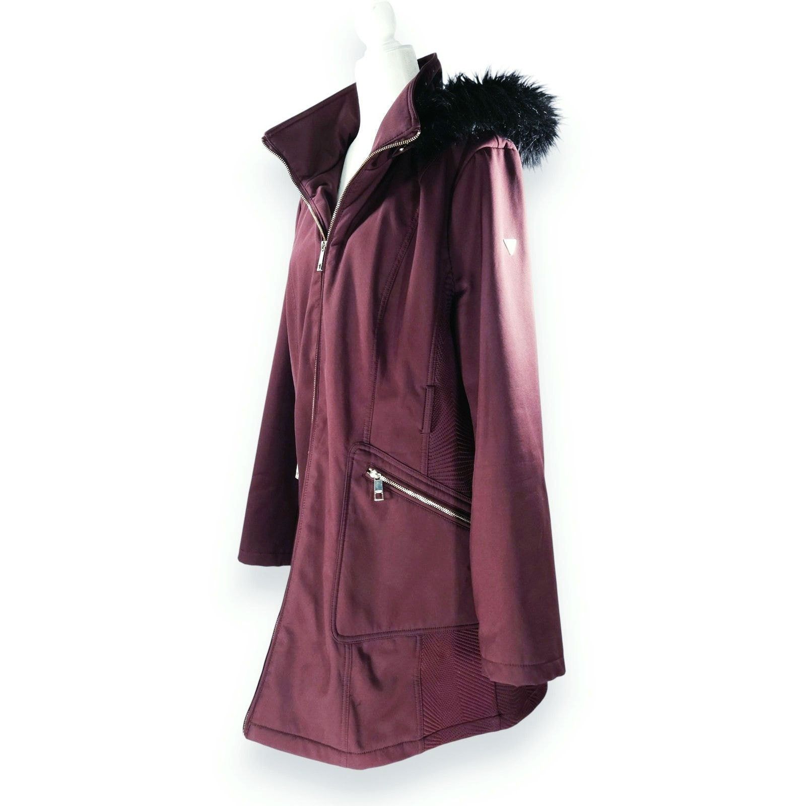 Guess Guess Faux Fur Hood Softshell Parka Jacket Burgundy Wine XXL Size XXL / US 16-18 / IT 52-54 - 2 Thumbnail
