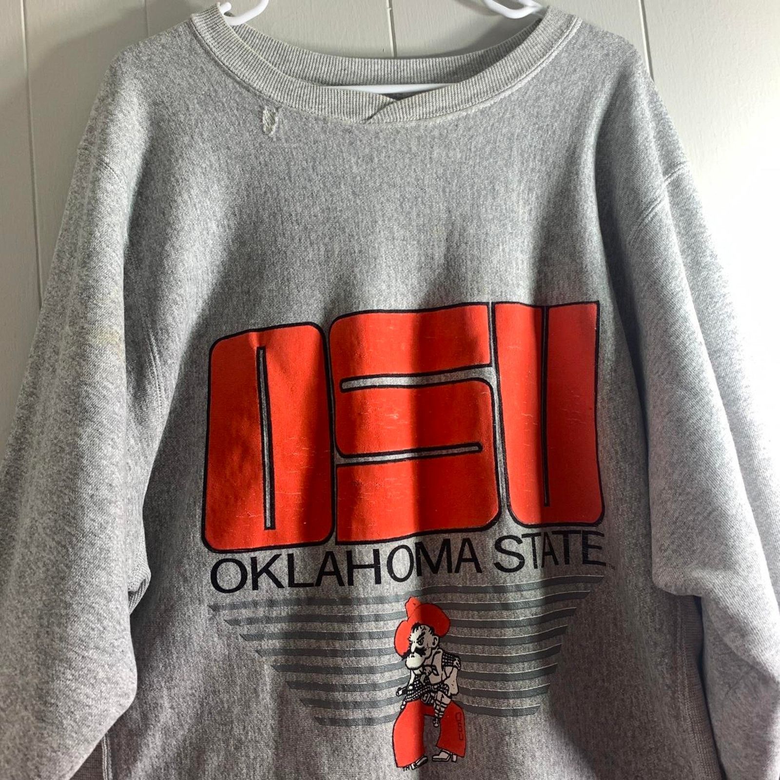 Hanes vintage 80s NCAA OKLAHOMA STATE UNIVERSITY pullover crewneck Size US XL / EU 56 / 4 - 3 Thumbnail