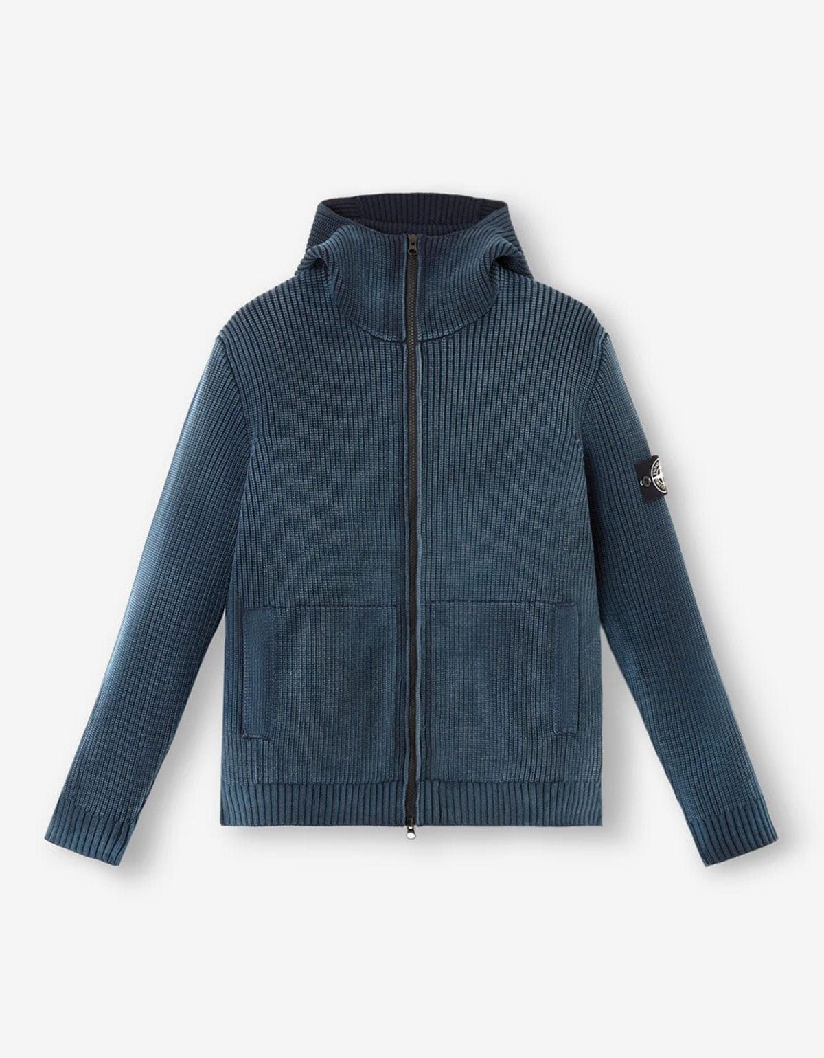 Stone Island BluePresident's Knit Corrosion Treatment Hoodie