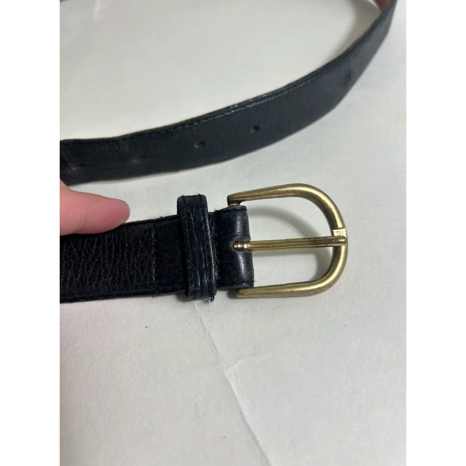 Vintage Christopher Hayes Black Genuine Leather Dress Belt Men 42 Buckle Adjustable True Black Dress Belt Size 42 - 2 Thumbnail