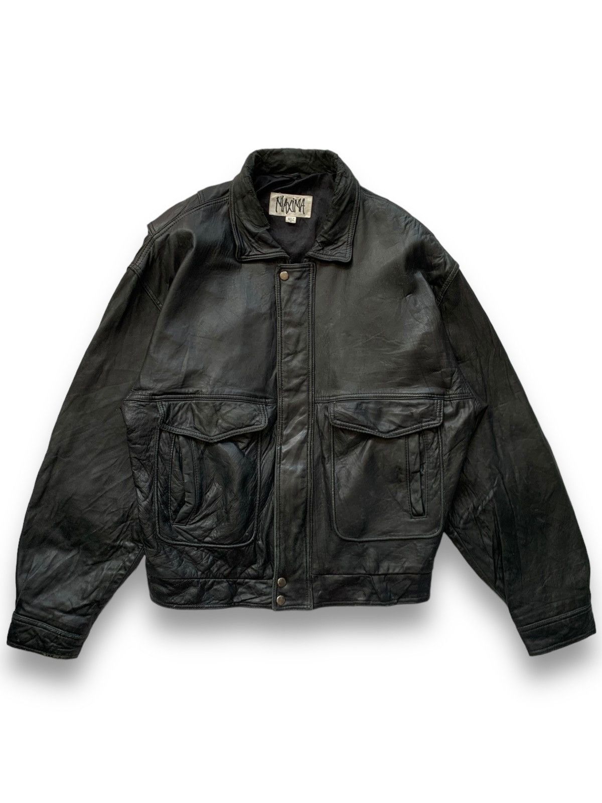 Genuine Leather Vintage Japanese Brand Maxima Flight Bomber Leather Jacket Size US M / EU 48-50 / 2 - 1 Thumbnail