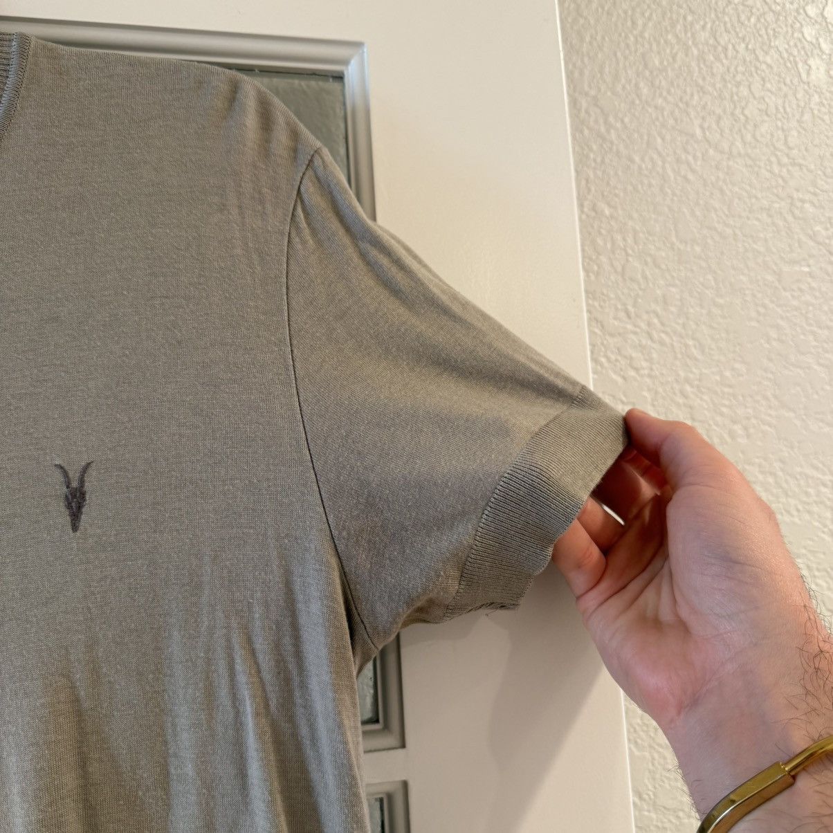 Allsaints AllSaints Men’s Taupe Parlour SS Crew T-Shirt Size Small Size US S / EU 44-46 / 1 - 4 Thumbnail