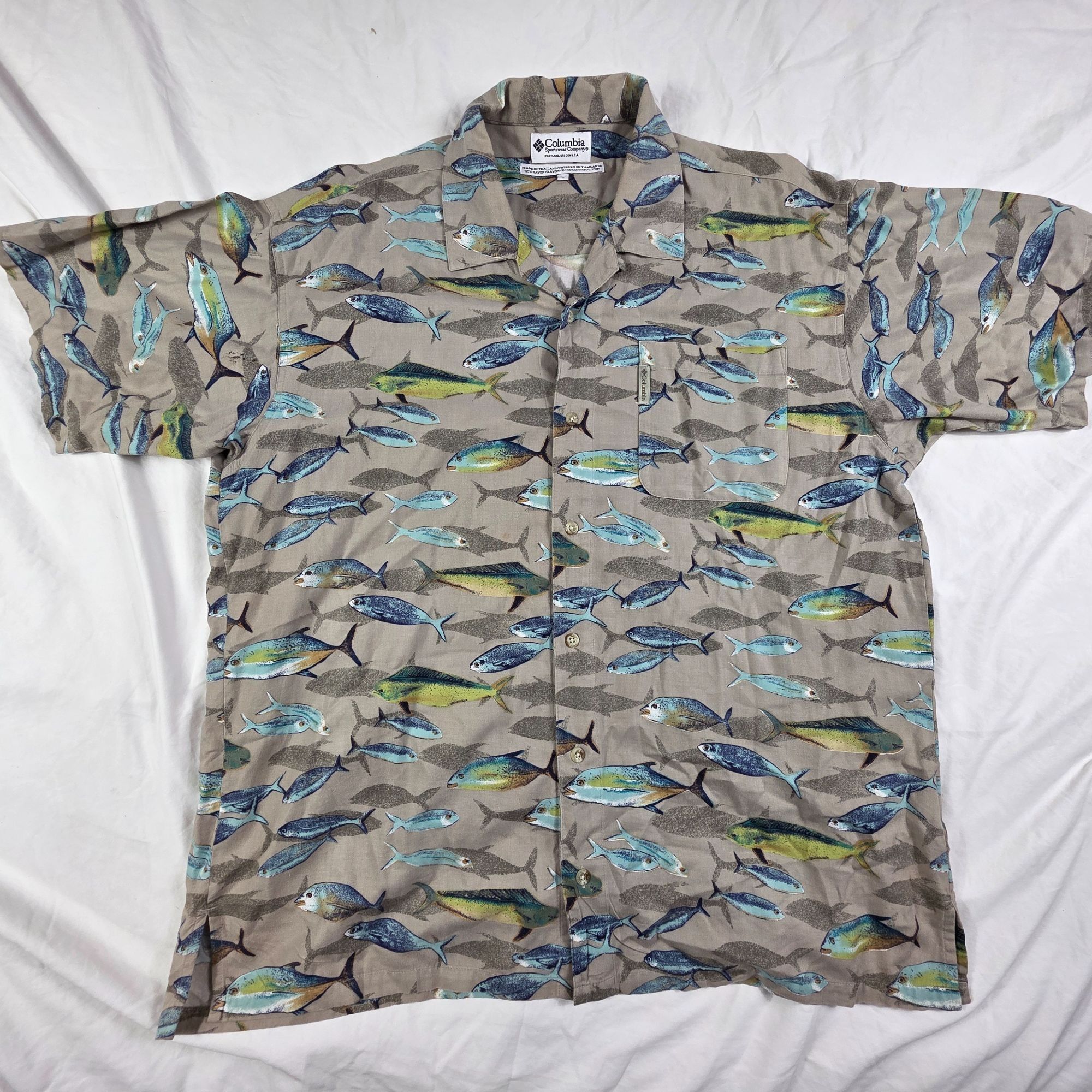 Columbia Columbia Mens Large Brown Multicolor Fish Print Short Sleeve Size US L / EU 52-54 / 3 - 1 Thumbnail