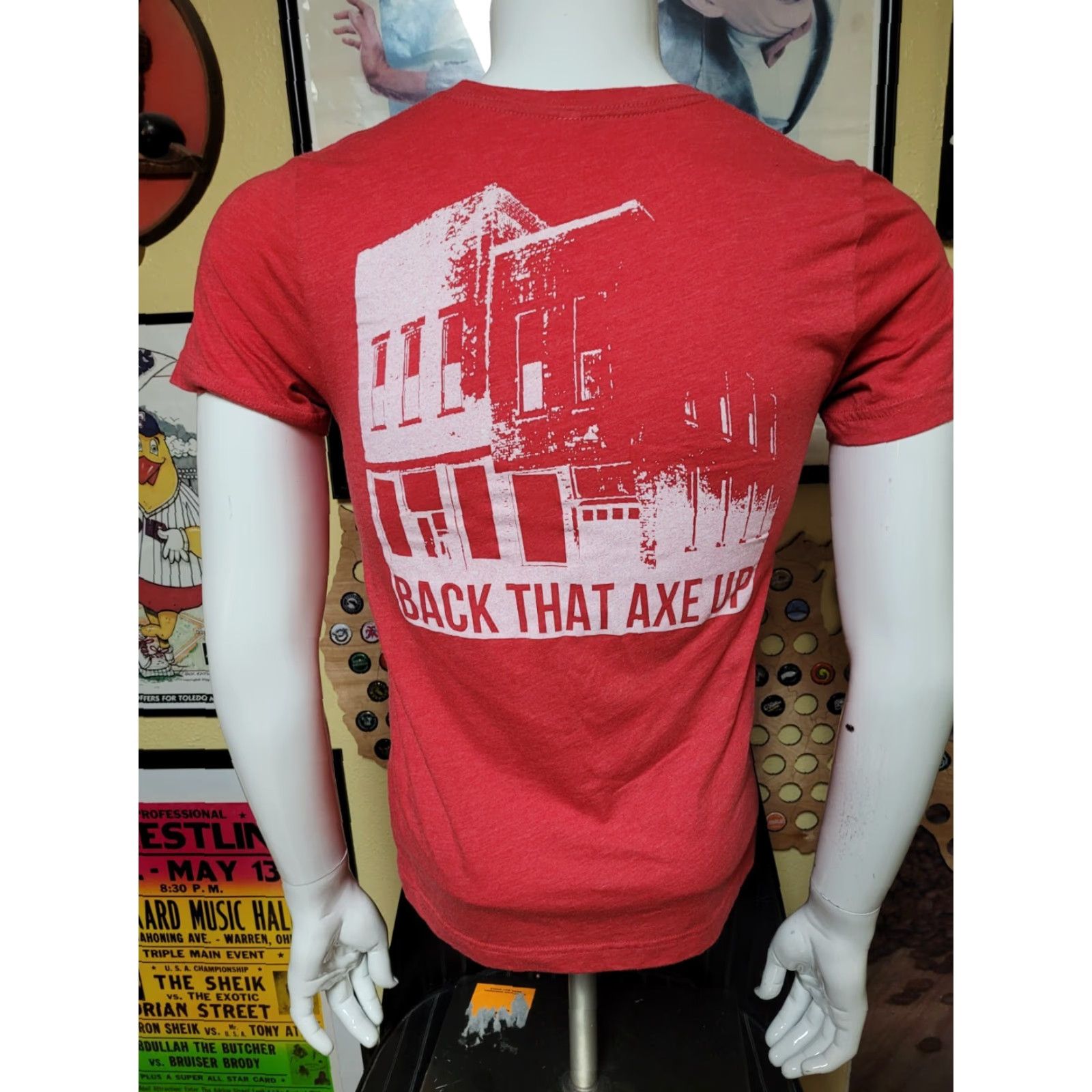 Vintage Axe-Handle Bar Columbus Grove OH T Shirt Medium Back That Axe Up Shirt Men Red Cotton Blend Short Sleeve Crew Neck Size US S / EU 44-46 / 1 - 2 Thumbnail