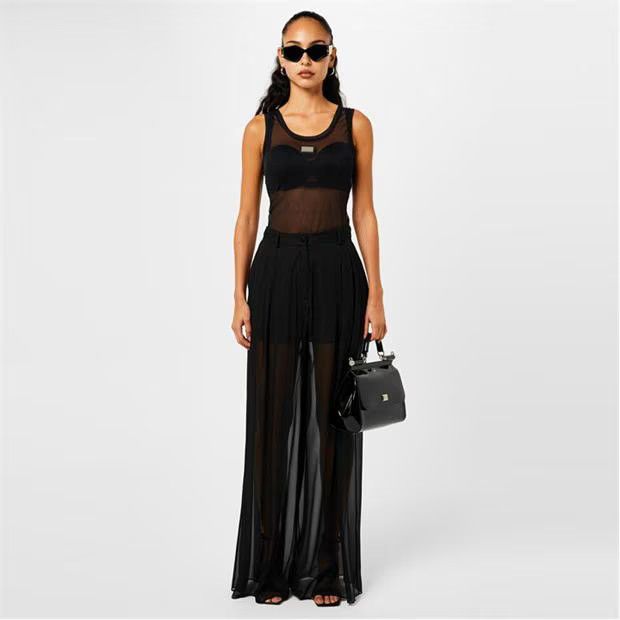 Dolce & Gabbana o1g2r1mq1024 Light Tulle Vest With Logo Tag Tank Tops Nero Size M / US 6-8 / IT 42-44 - 6 Thumbnail