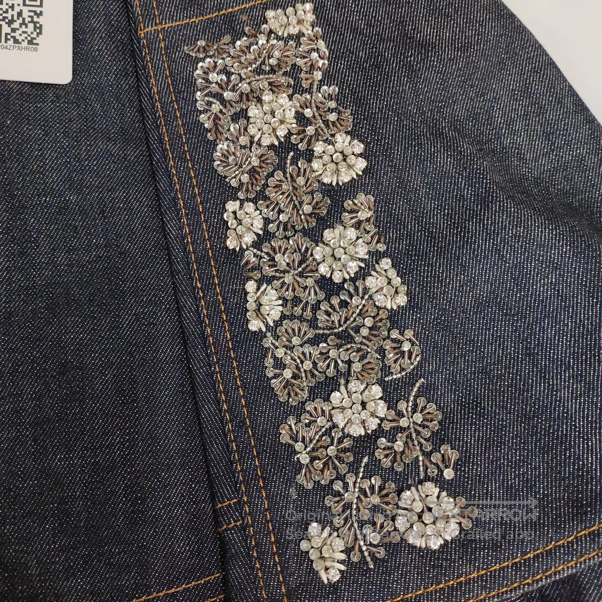 Dior Dior Dark Blue Rhinestone Beaded Denim Skirt. Size 35" - 2 Thumbnail