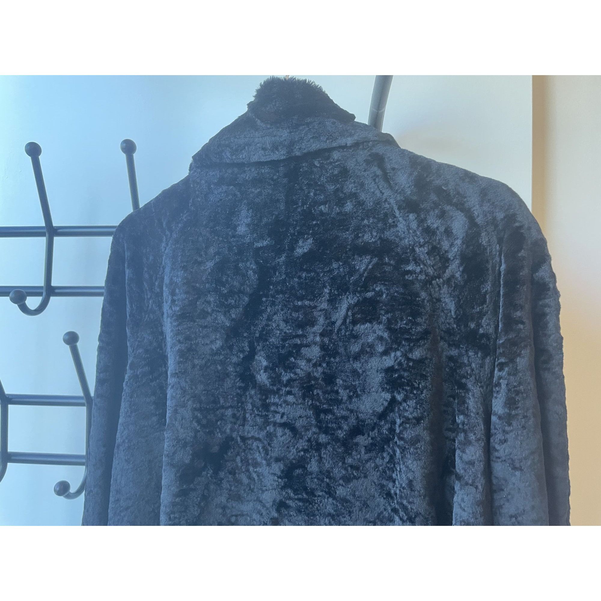 Versus Versus Black Faux Fur Coat With Silver Accents - Womens M Size S / US 4 / IT 40 - 3 Thumbnail