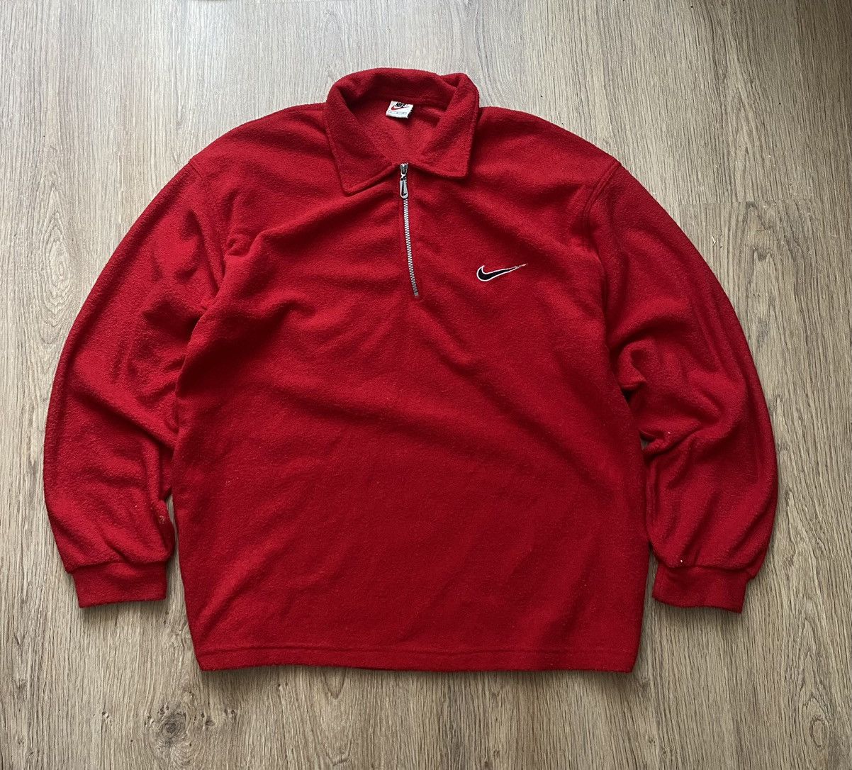 Nike × Vintage Vintage Nike Fleece Jacket Spell Out 1/4 Zip Sherpa Y2K USA Size US L / EU 52-54 / 3 - 1 Thumbnail