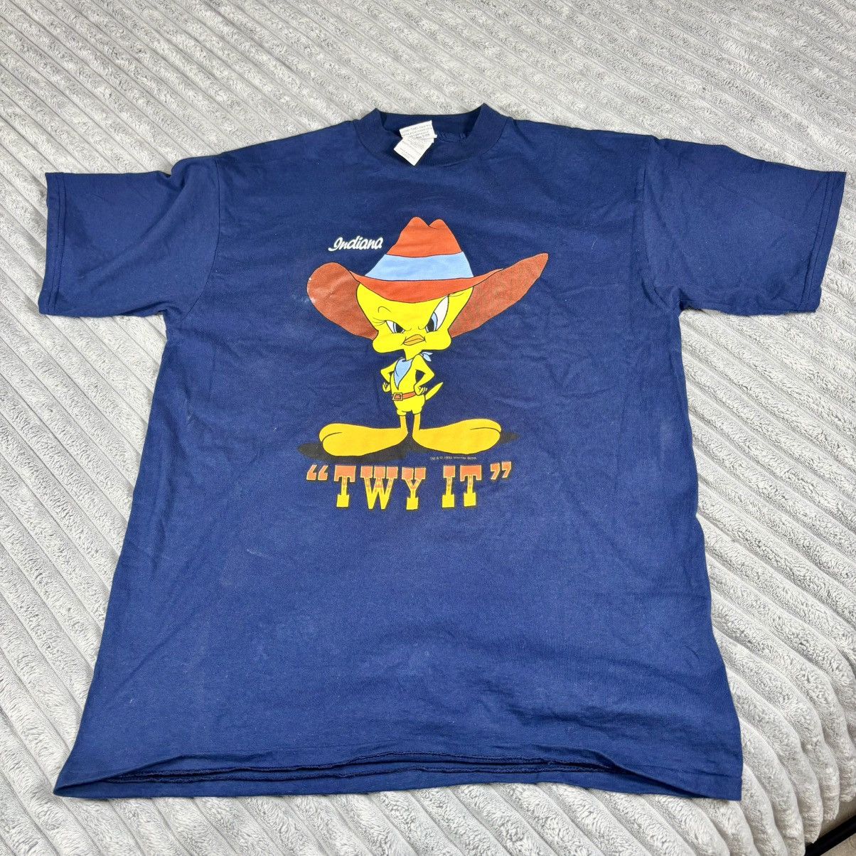 Other Tweety Bird 1993 Blue Cowboy “Twy It” T-Shirt Size Large Size US L / EU 52-54 / 3 - 16 Thumbnail