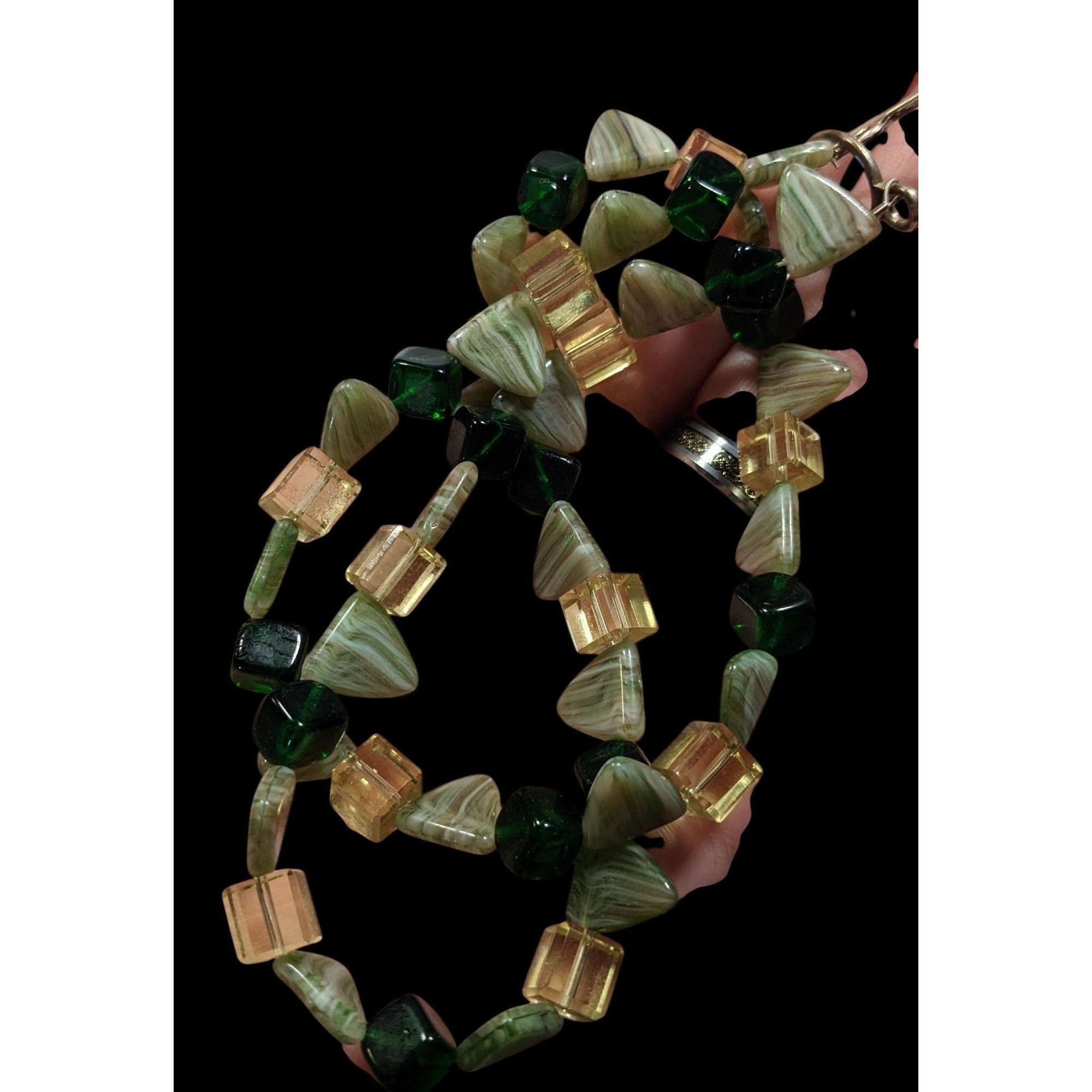 Other Fairycore Geometric Green Gemstone And Glass Beaded Necklace Size ONE SIZE - 3 Thumbnail