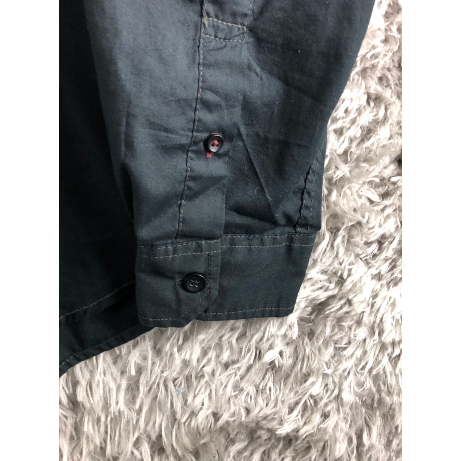 Vintage Drill Mens Large Solid Black Long Sleeve Button-Up Spread Collar Shirt Shirt Men's Black Long Sleeve Button-Up Drill Clothing Casual Size US L / EU 52-54 / 3 - 3 Thumbnail