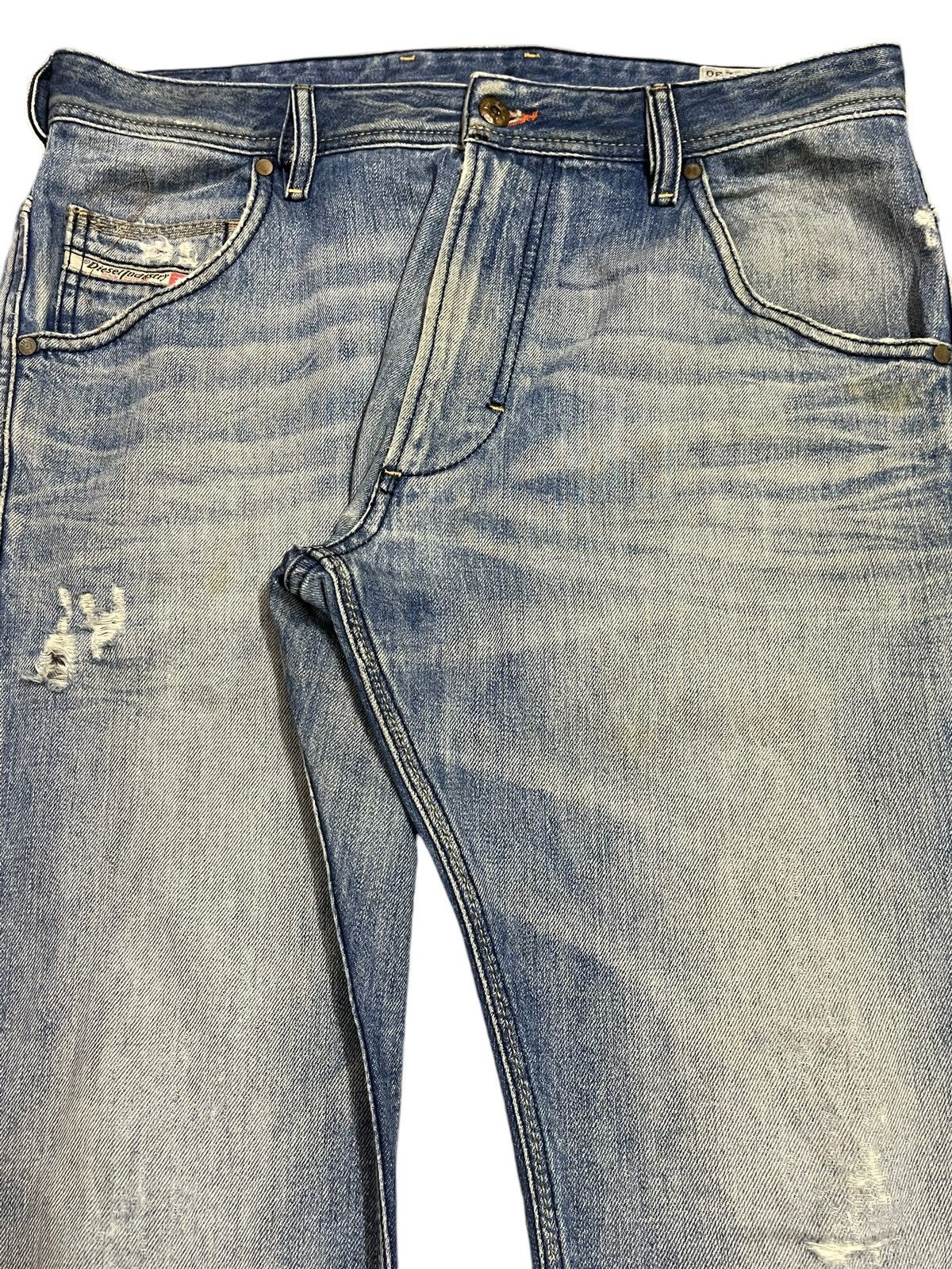 Diesel Vintage Diesel Industry Blue Faded Wash Distress Jeans Size US 33 - 4 Thumbnail