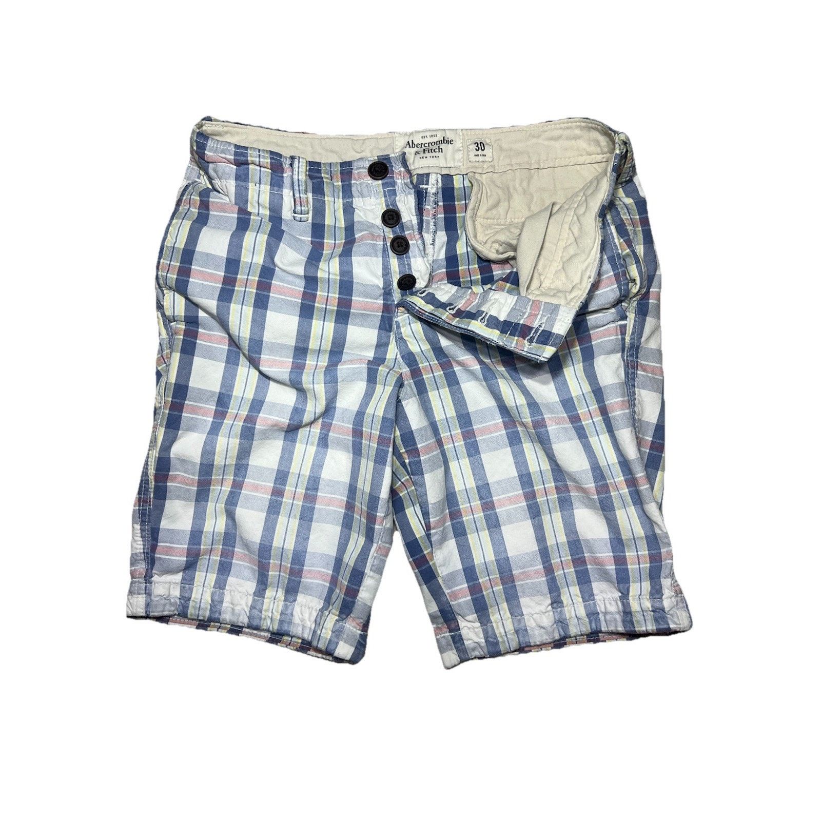 Abercrombie & Fitch Abercrombie Fitch VTG Shorts Yellow Blue & Pink Plaid SZ 30 Size US 30 / EU 46 - 1 Thumbnail