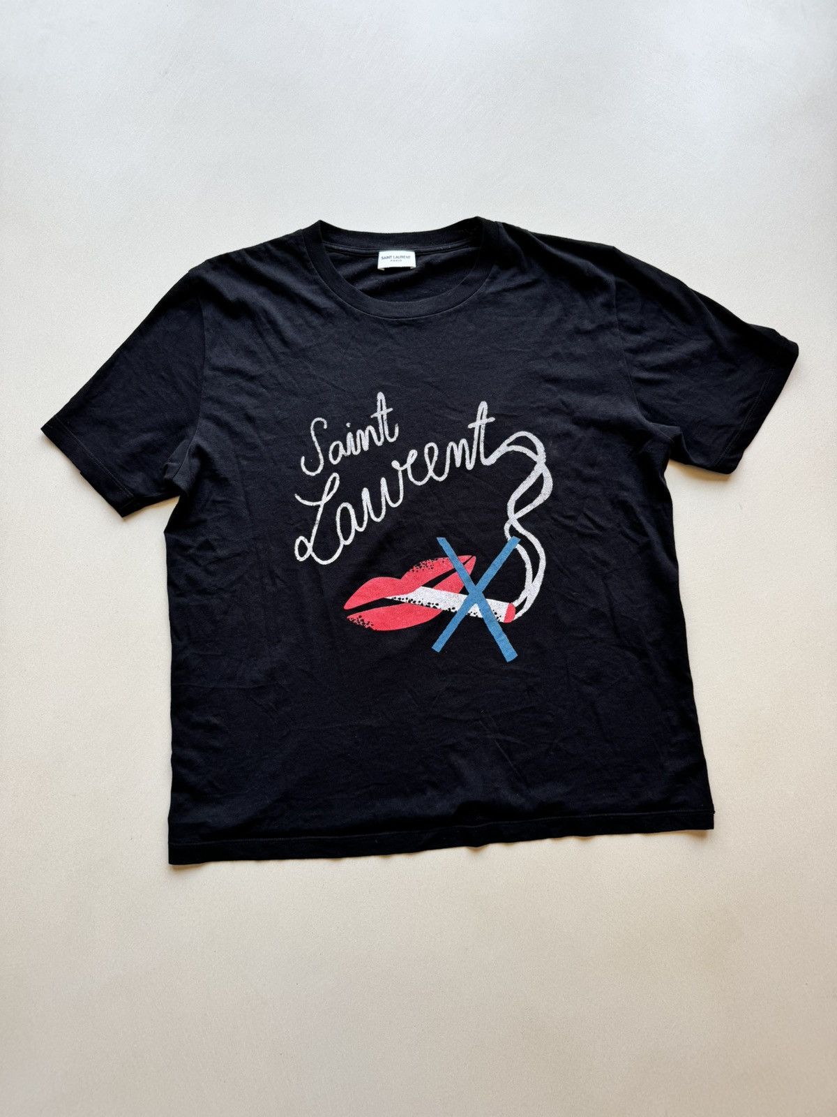 トップス Salnt Laurent No smoking lip Tee Saint Laurent Smoking Lips Cotton-jersey T-shirt in White | Lyst