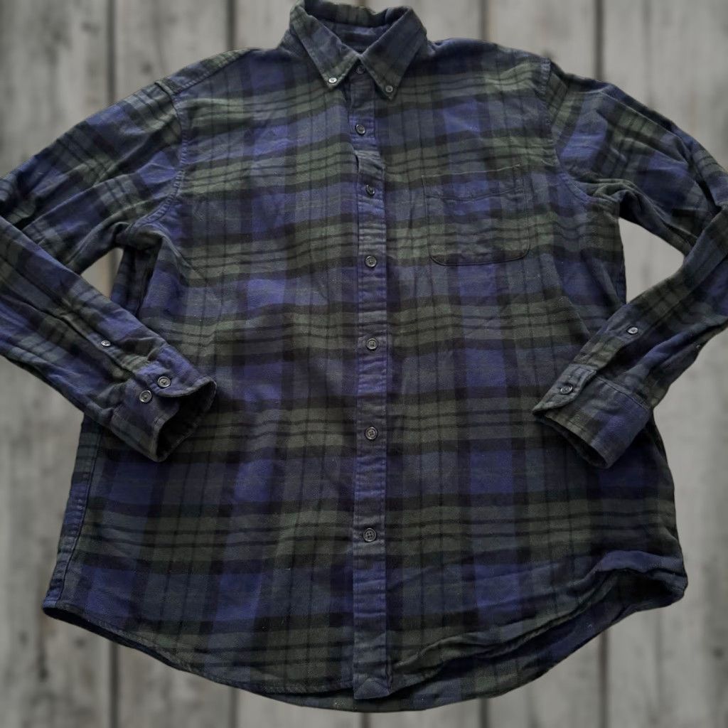 Lands' End Lands' End Shirt Mens XL Plaid Flannel Button-Up Blue Green Cotton Button-Down Collar Classic Preppy Casual Size US XL / EU 56 / 4 - 1 Thumbnail