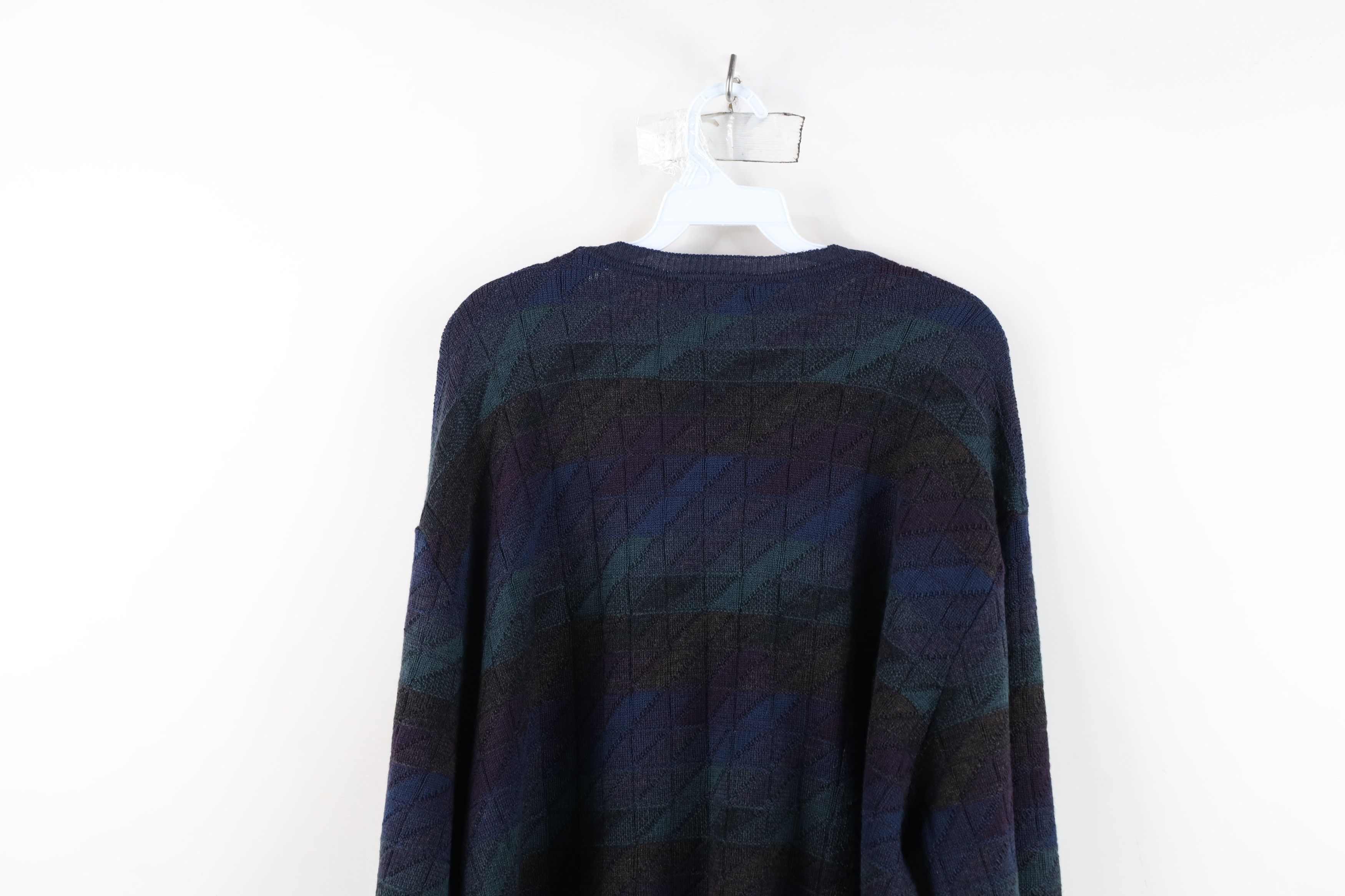 Vintage Vintage 90s Streetwear Checkered Wool Knit Crewneck Sweater Size US XL / EU 56 / 4 - 9 Thumbnail