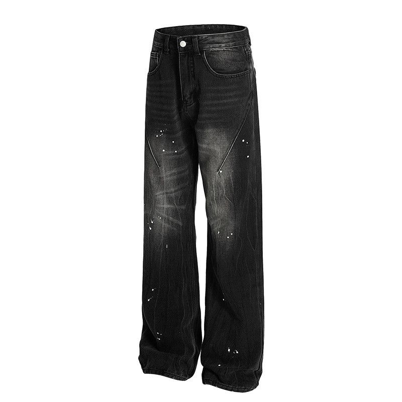 Vintage Men's splatter-paint loose straight washed distressed jeans Size US 32 / EU 48 - 2 Thumbnail