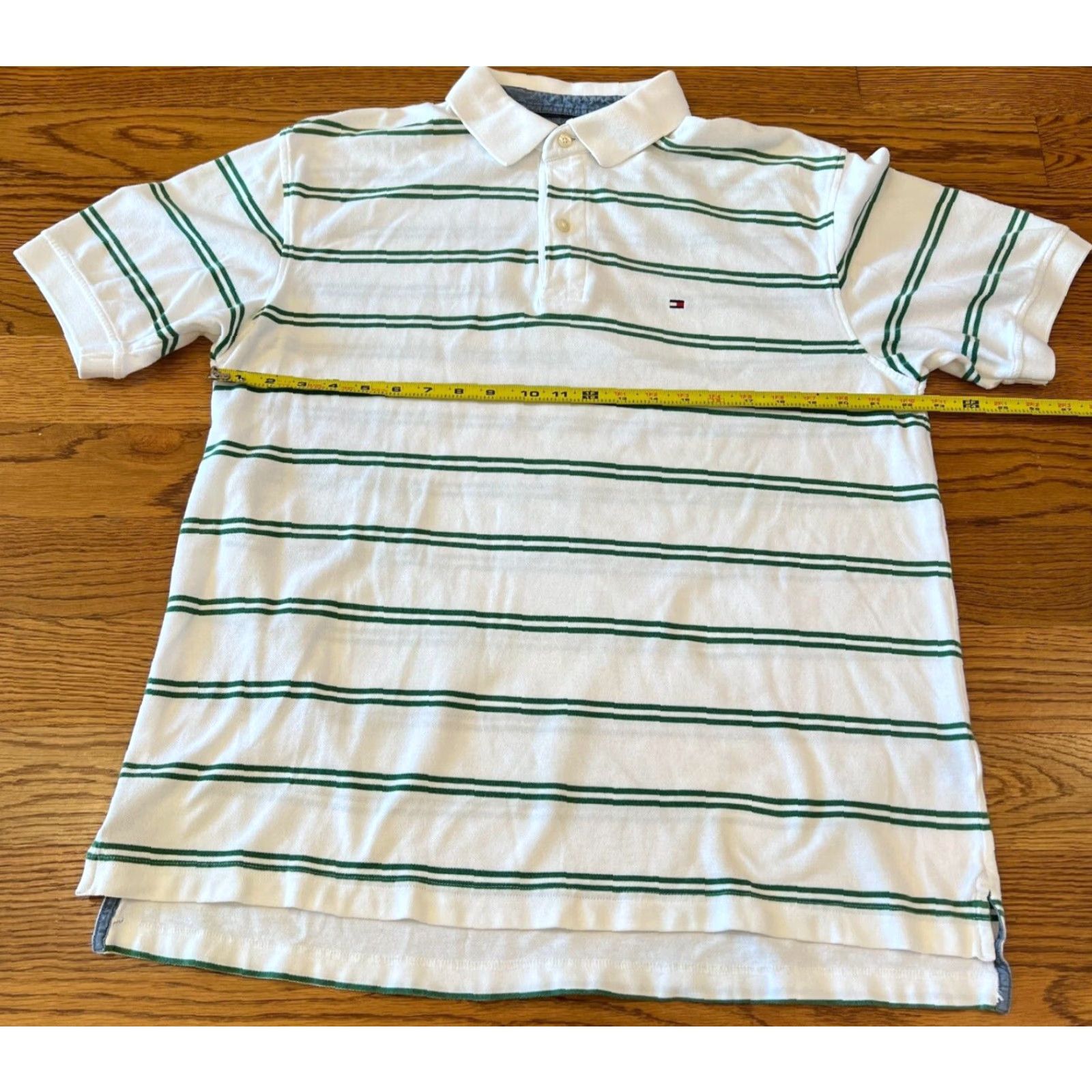 Tommy Hilfiger VINTAGE Tommy Hilfiger Polo Shirt Men XL Short Sleeve Striped White Green Knit Logo Casual Size US XL / EU 56 / 4 - 5 Thumbnail